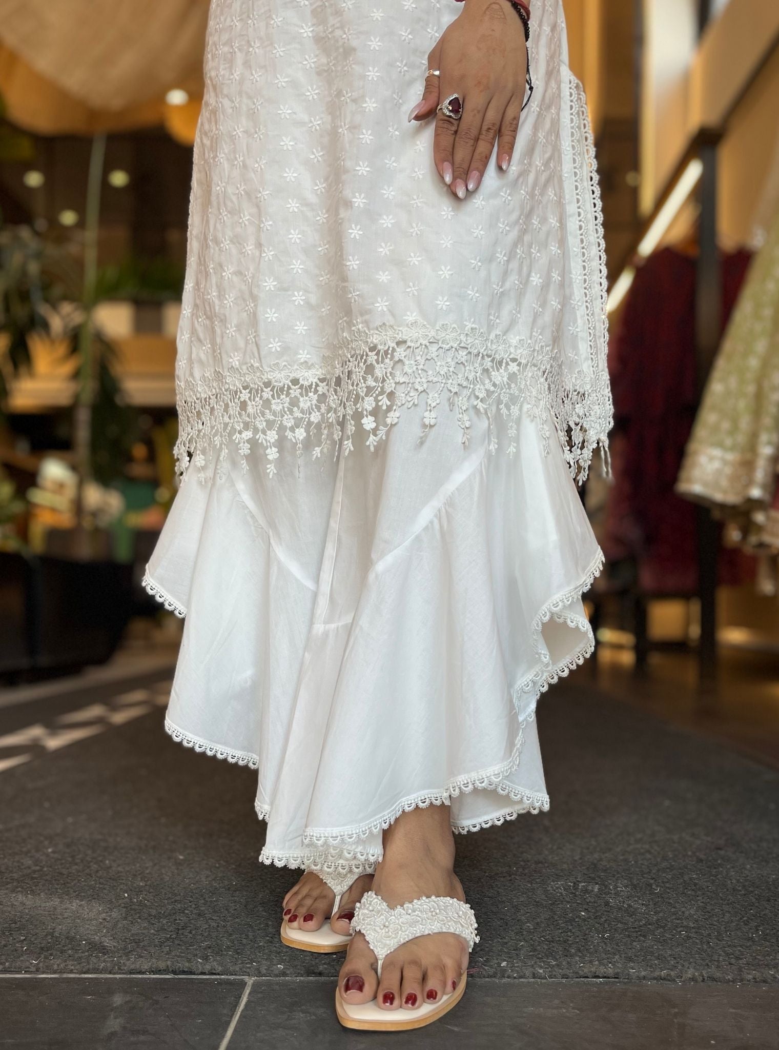 Juana Supima Cotton Kurta with Ruffle Pant Set