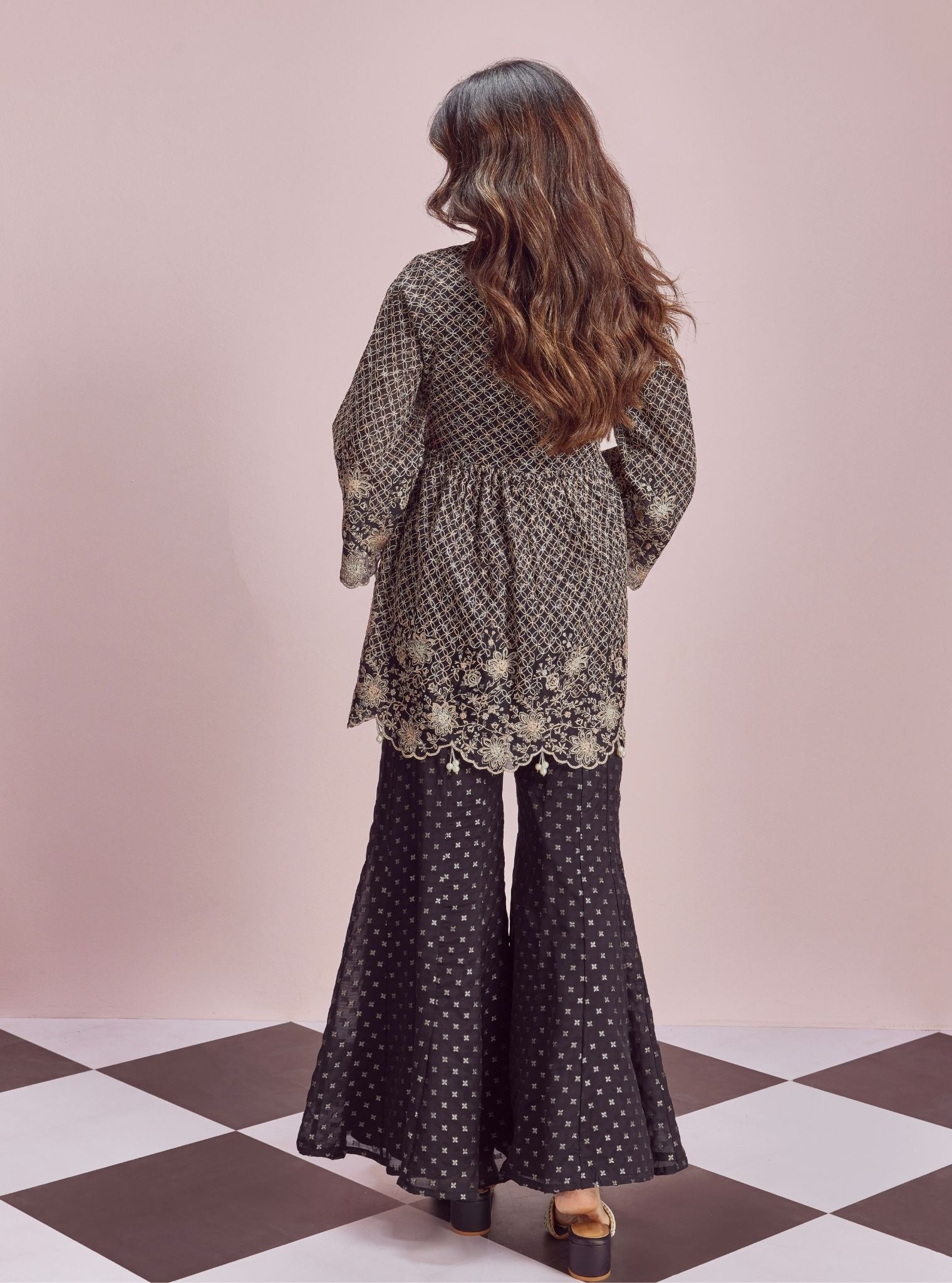 Ghunghroo Banarsi Black Top Set