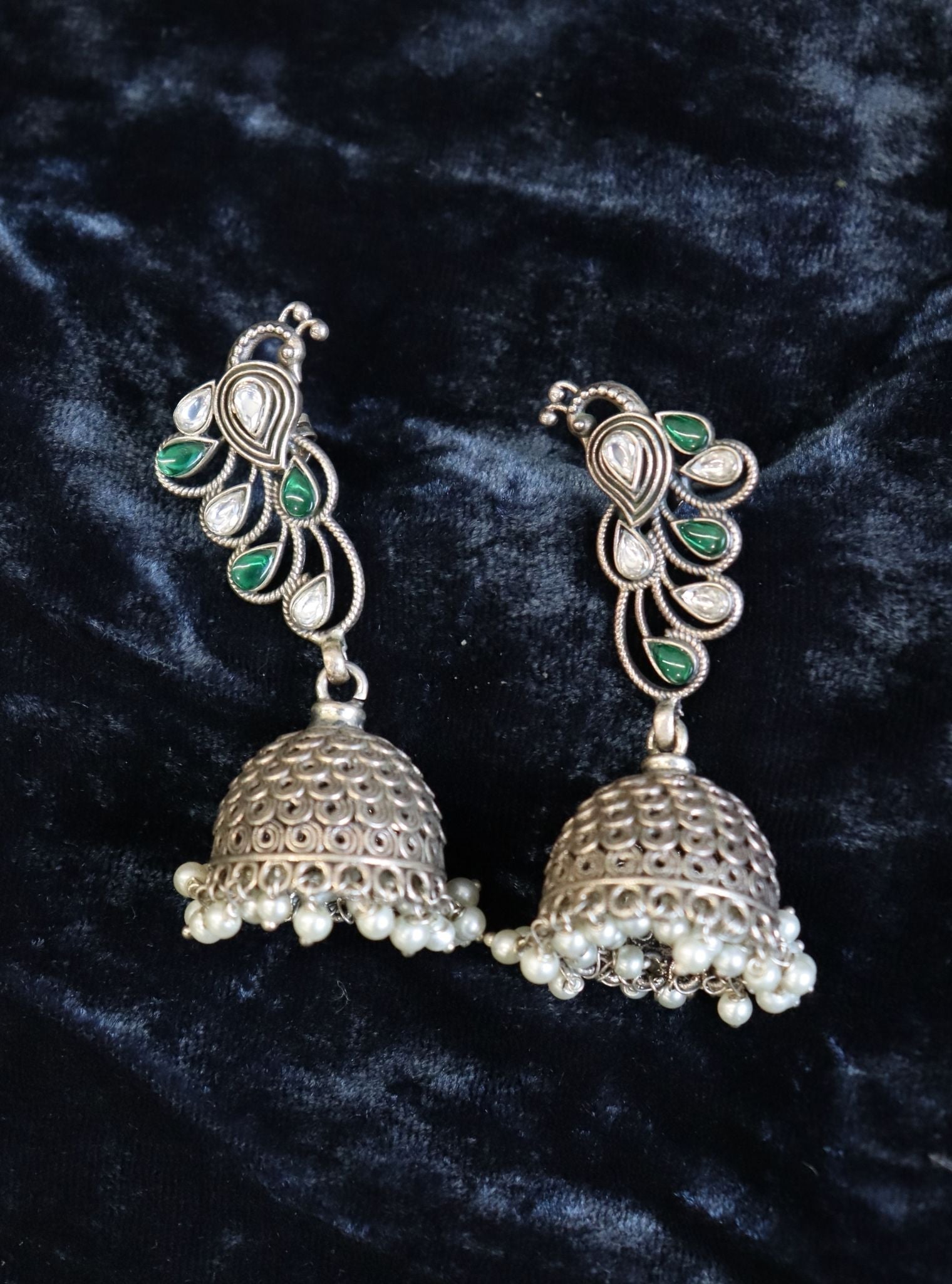 Green Peacock Tribal Jhumka