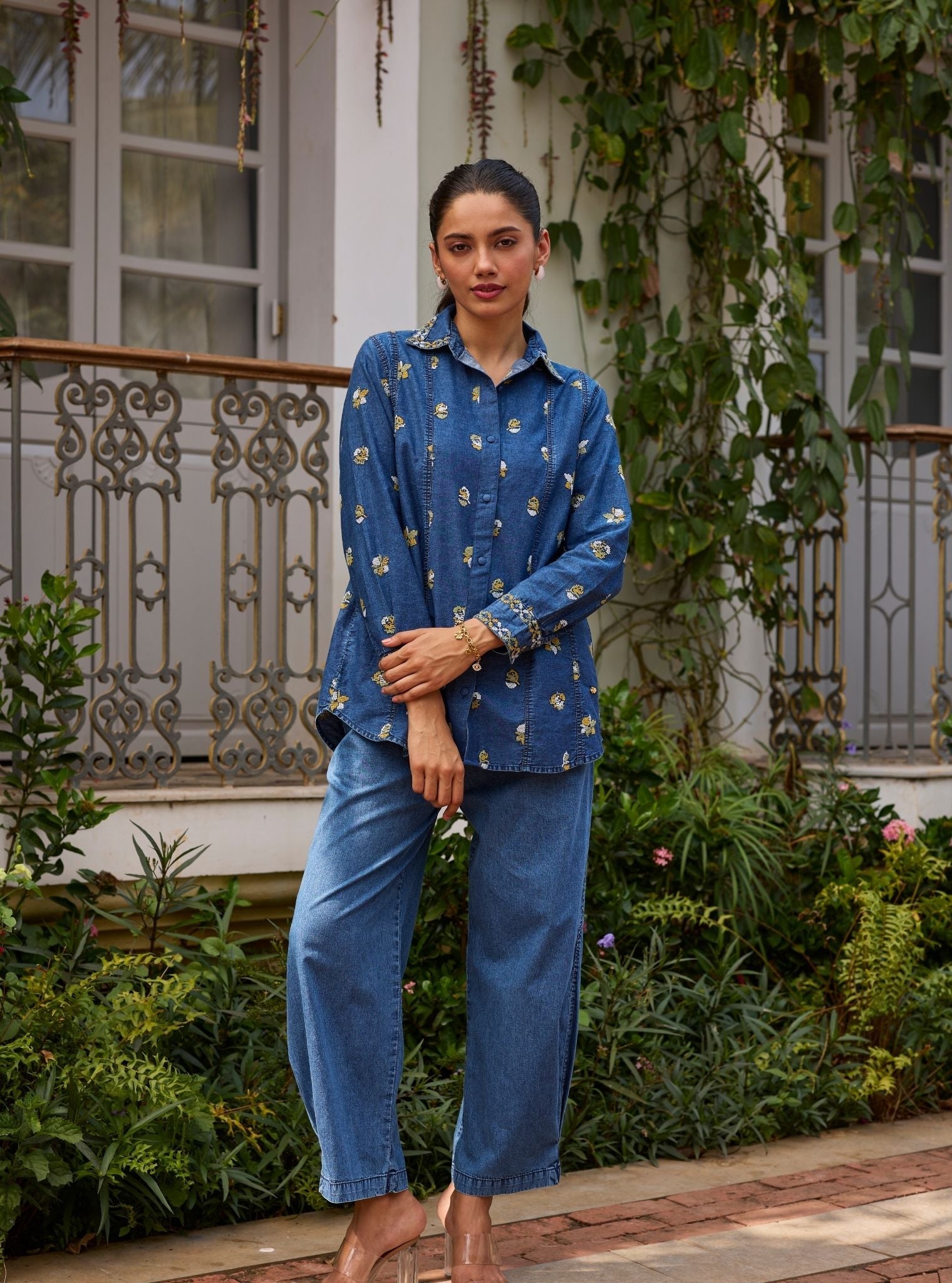 Tvisha Denim Yellow Shirt Set