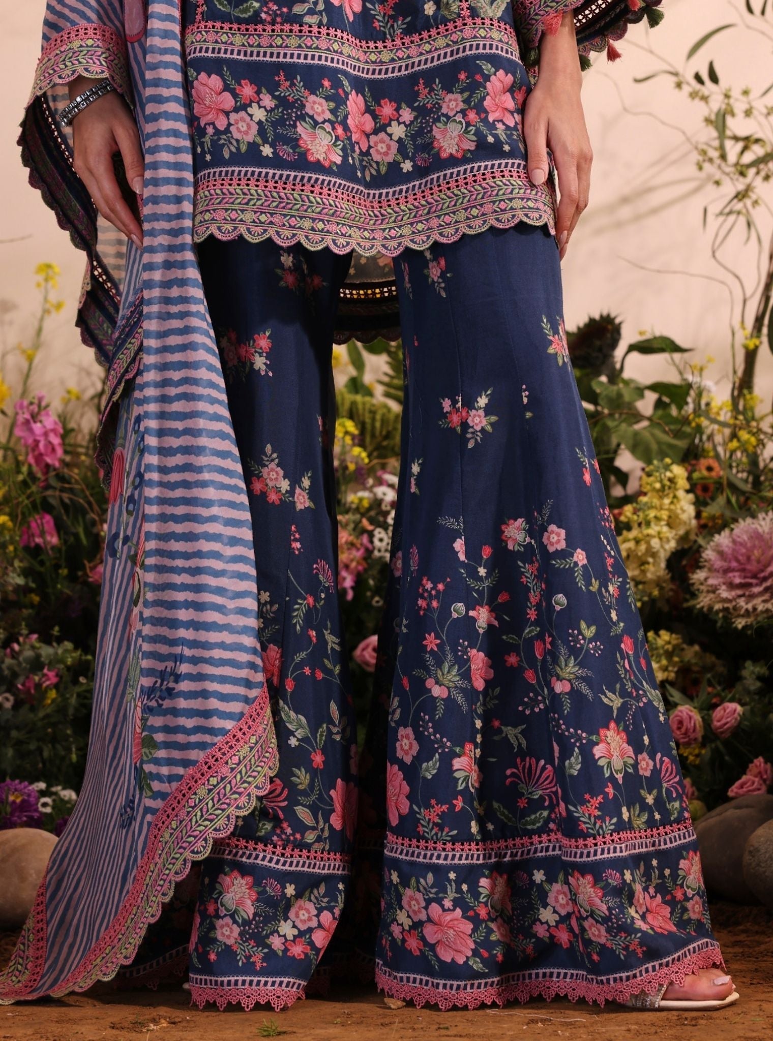 Miran Lawn Printed Navy Kurta Set