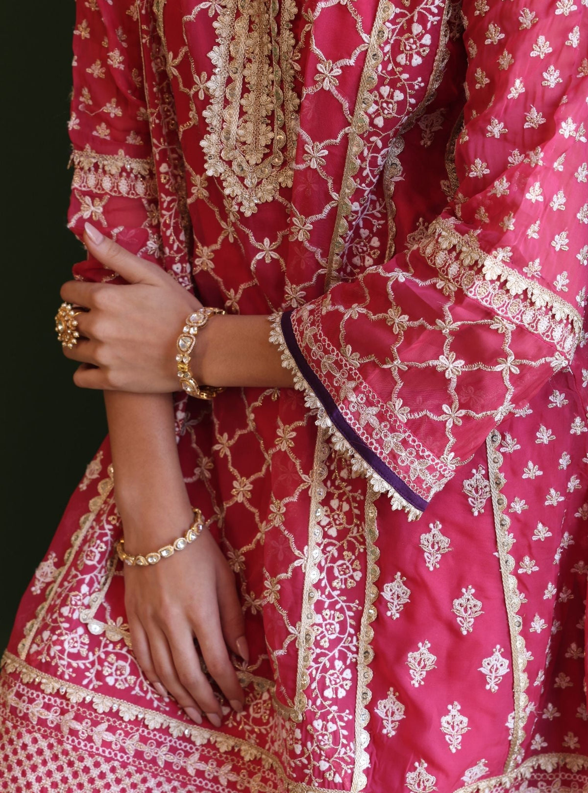 Suhana Organza Fuschia Kurta Set