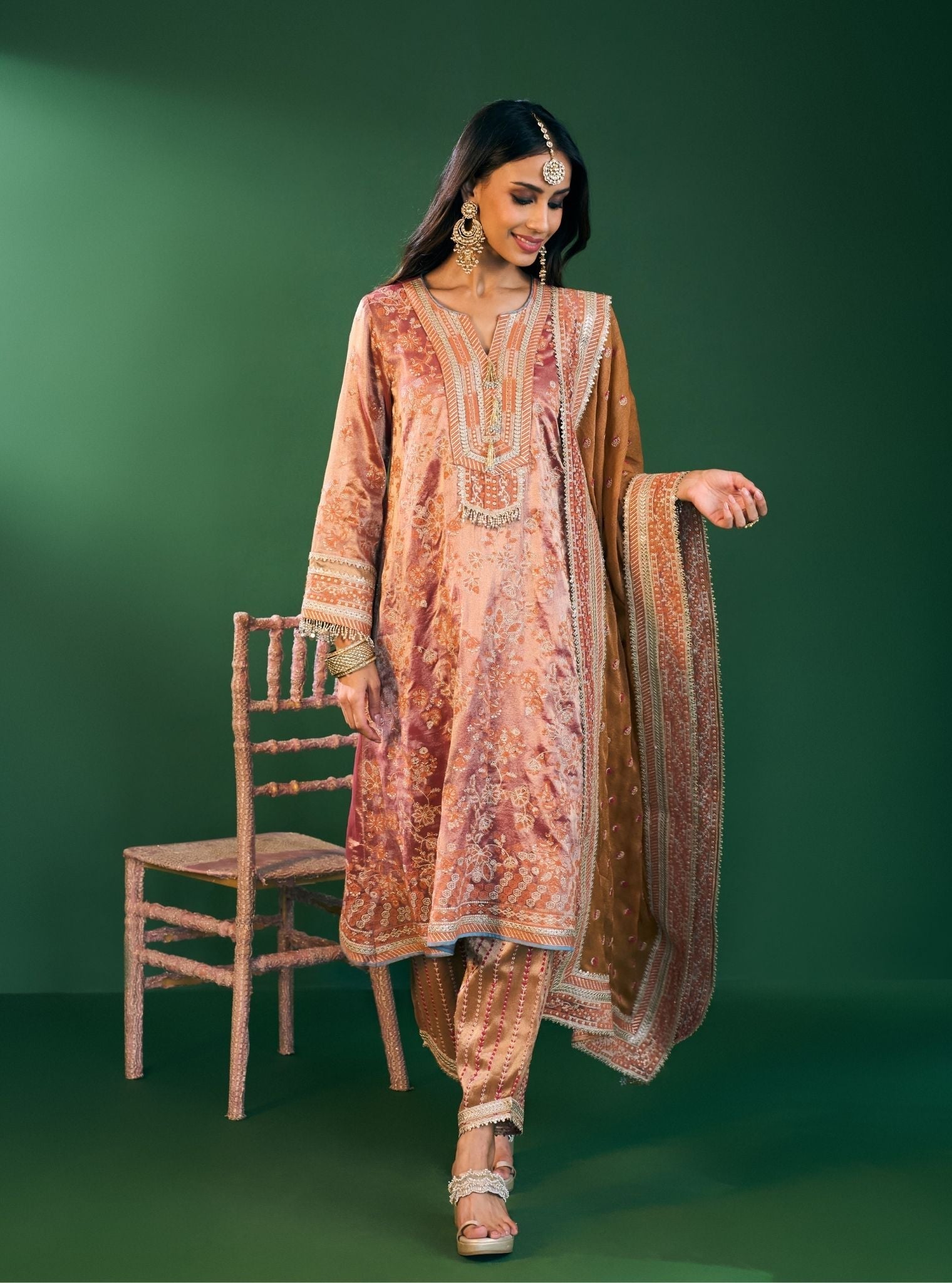 Aini Tissue Fuschia Kurta Set