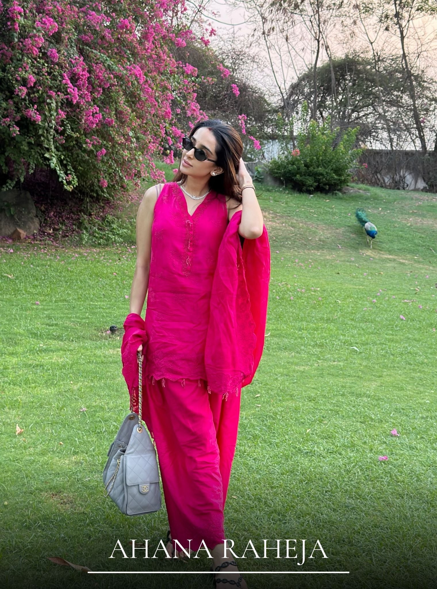 Tiki Organza Fuchsia Kurta With Farshi Salwar