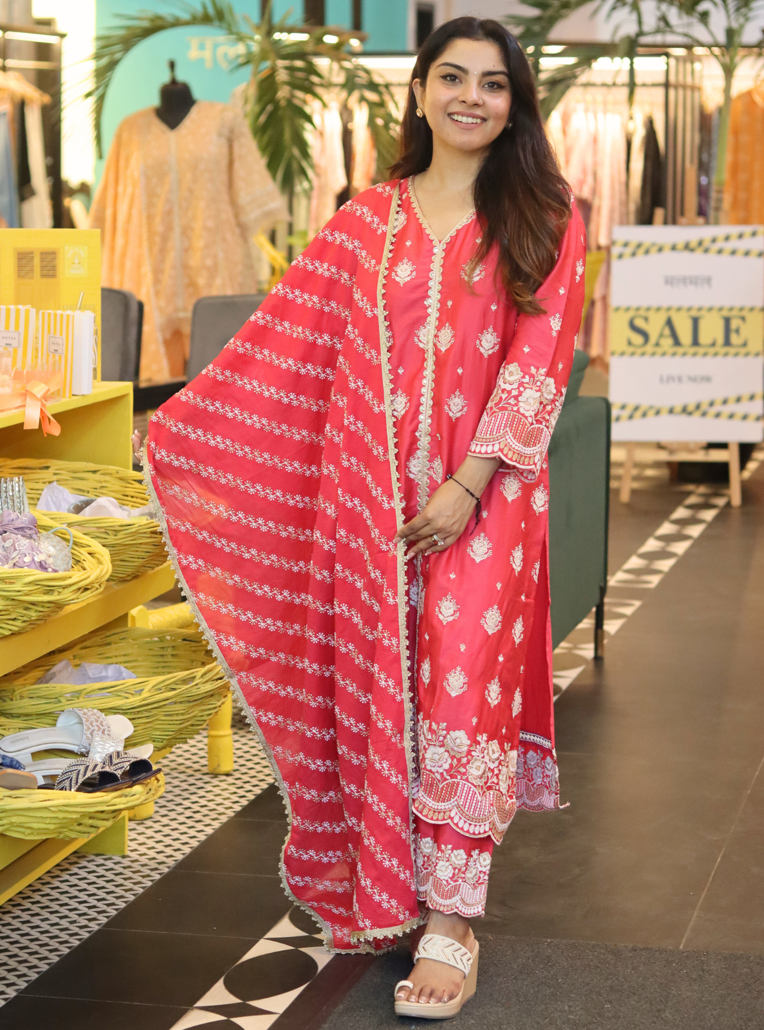 Periyar Pima Satin Fuchsia Kurta Set