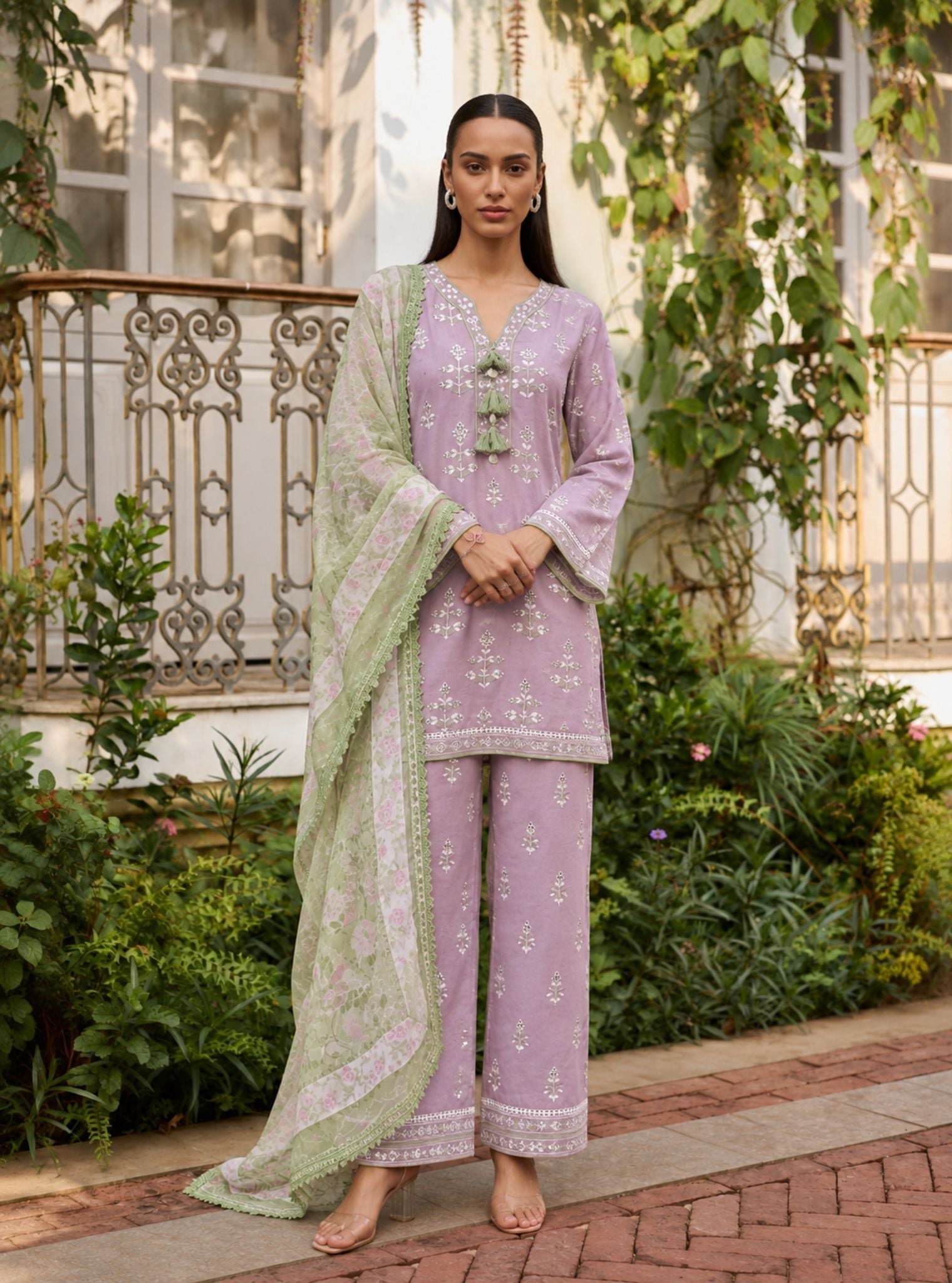 Zano Linen Lilac Kurta Set