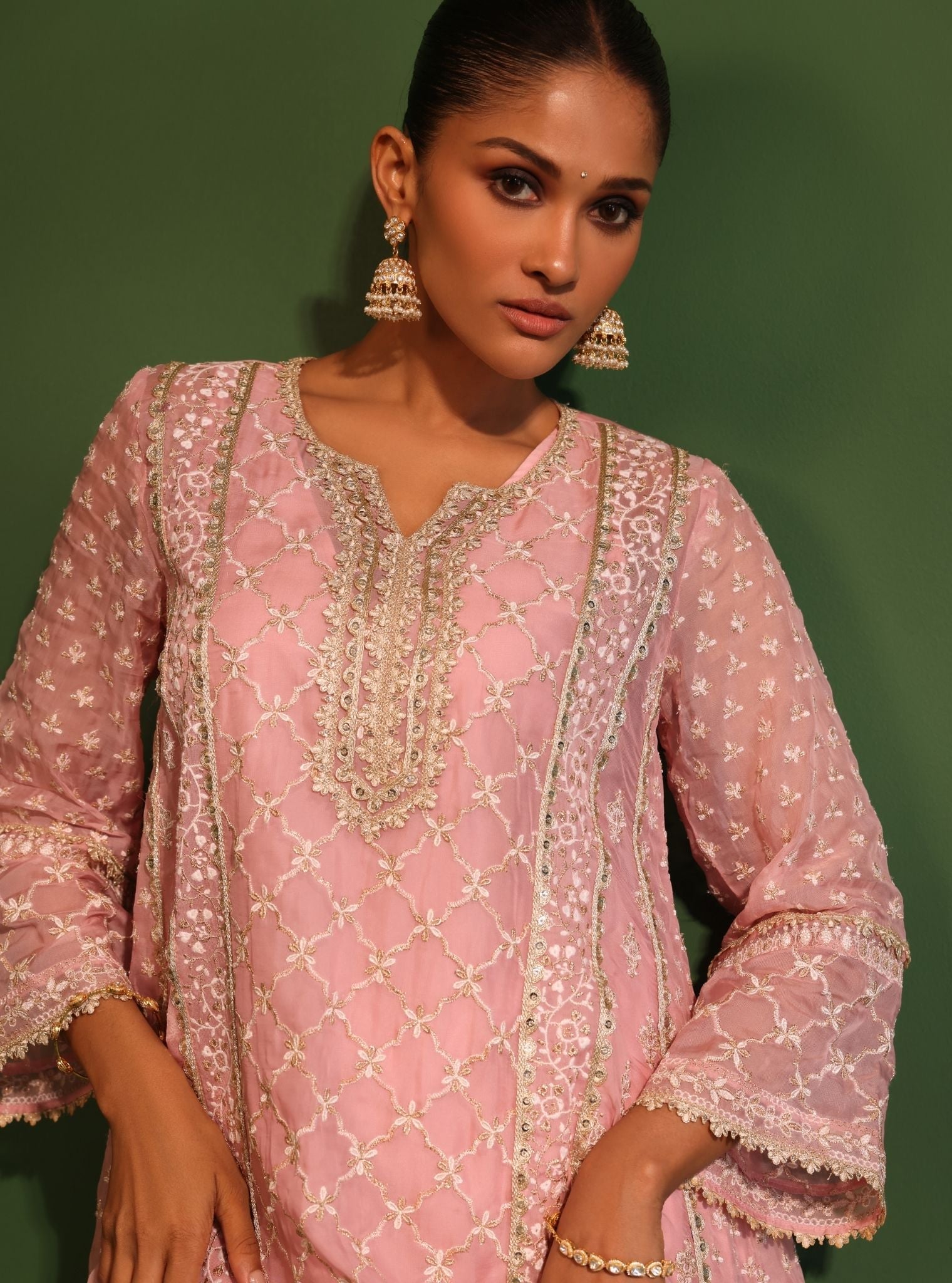 Suhana Organza Onion Pink Kurta Set