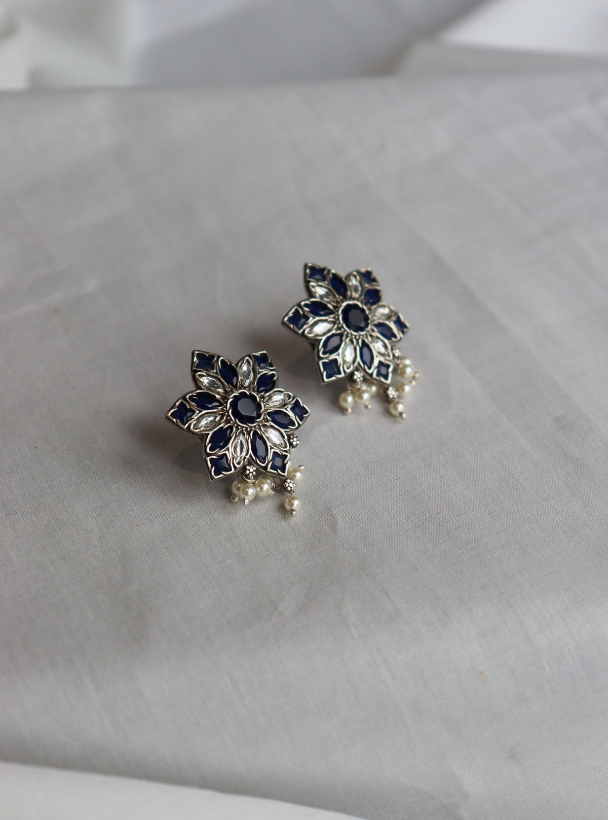 Pure Silver Phool Studs