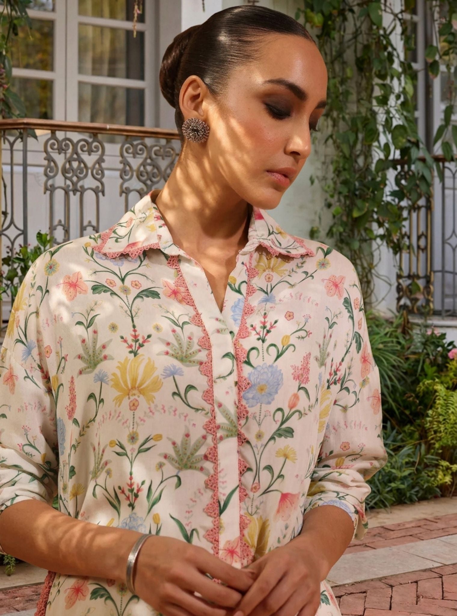 Sene Lawn Printed Off White Kurta Set