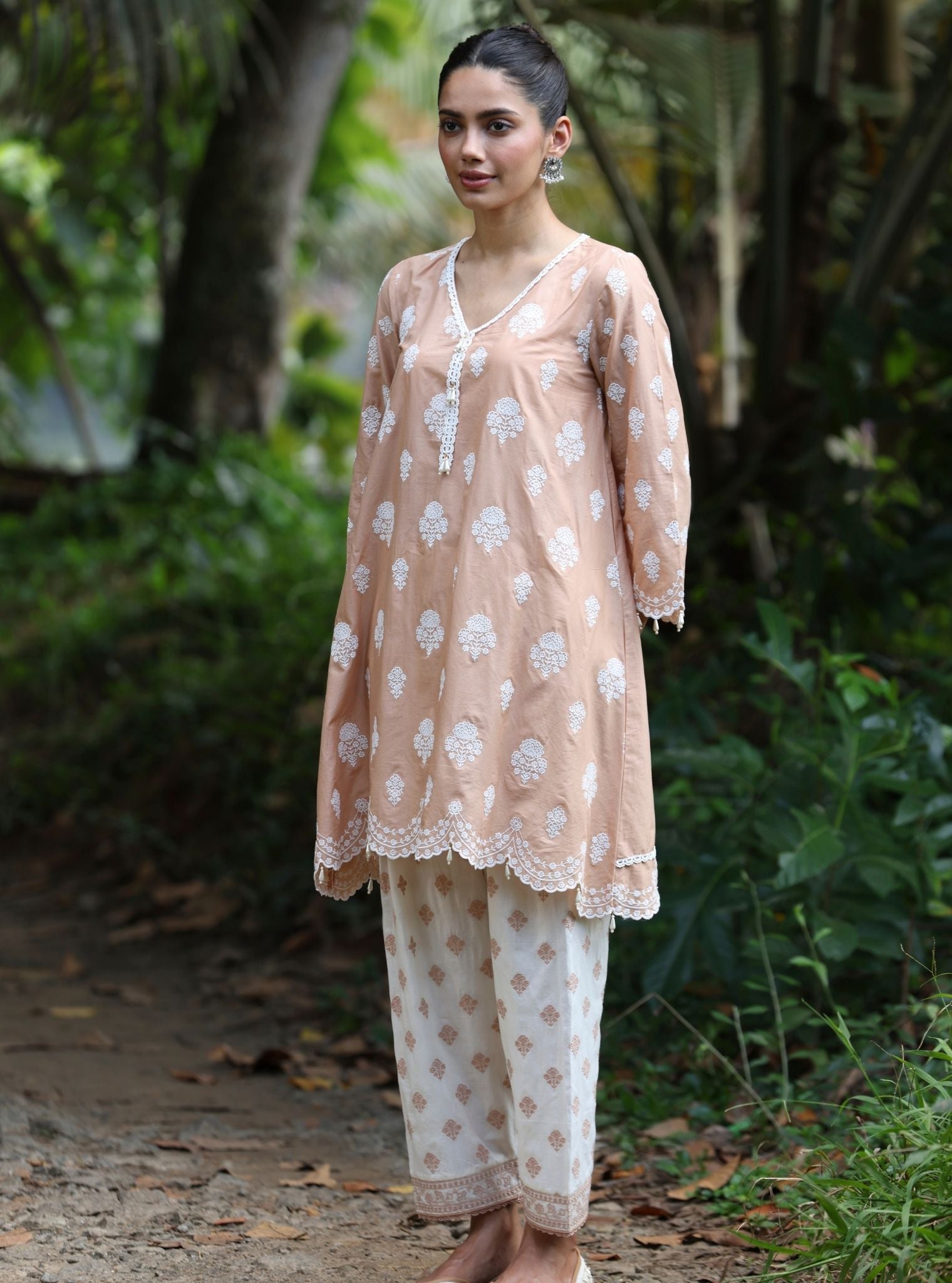 Abana Supima Cotton Caramel Brown Kurta Set
