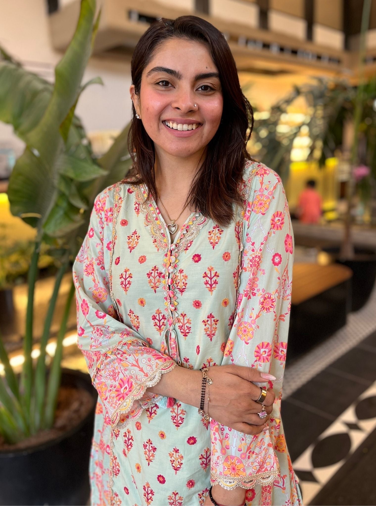 Harper Supima Cotton Green Kurta with Sharara Set