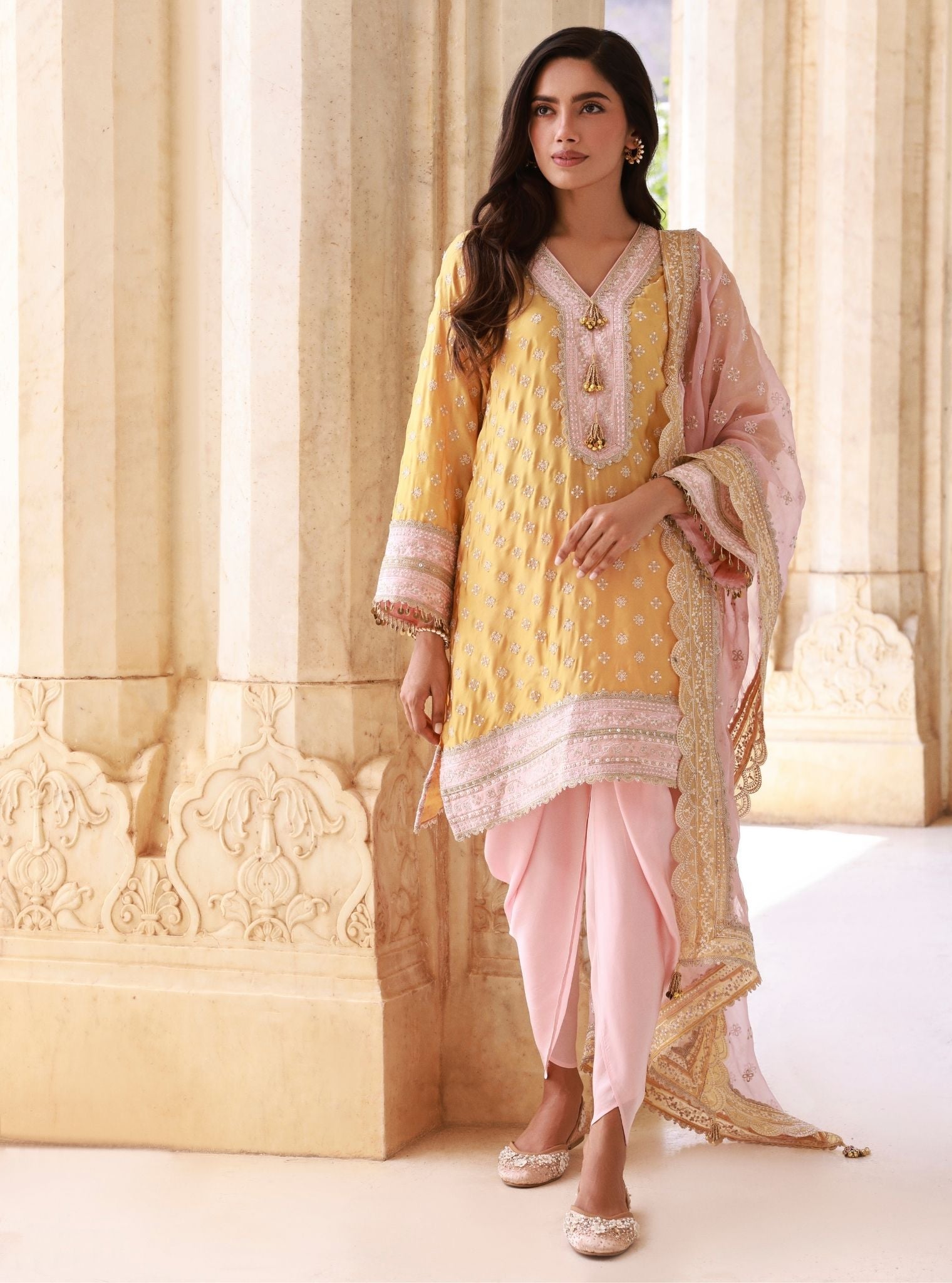 Mulmul Organza Survani Pink Dupatta