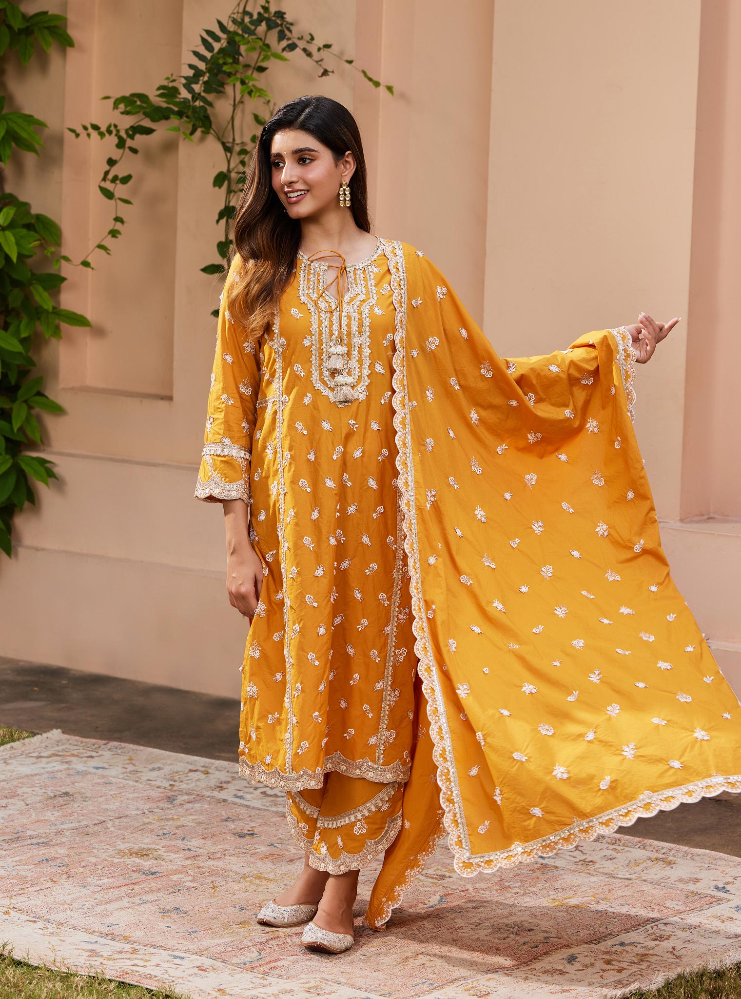 Mulmul Supima Cotton Adah Orange Pant