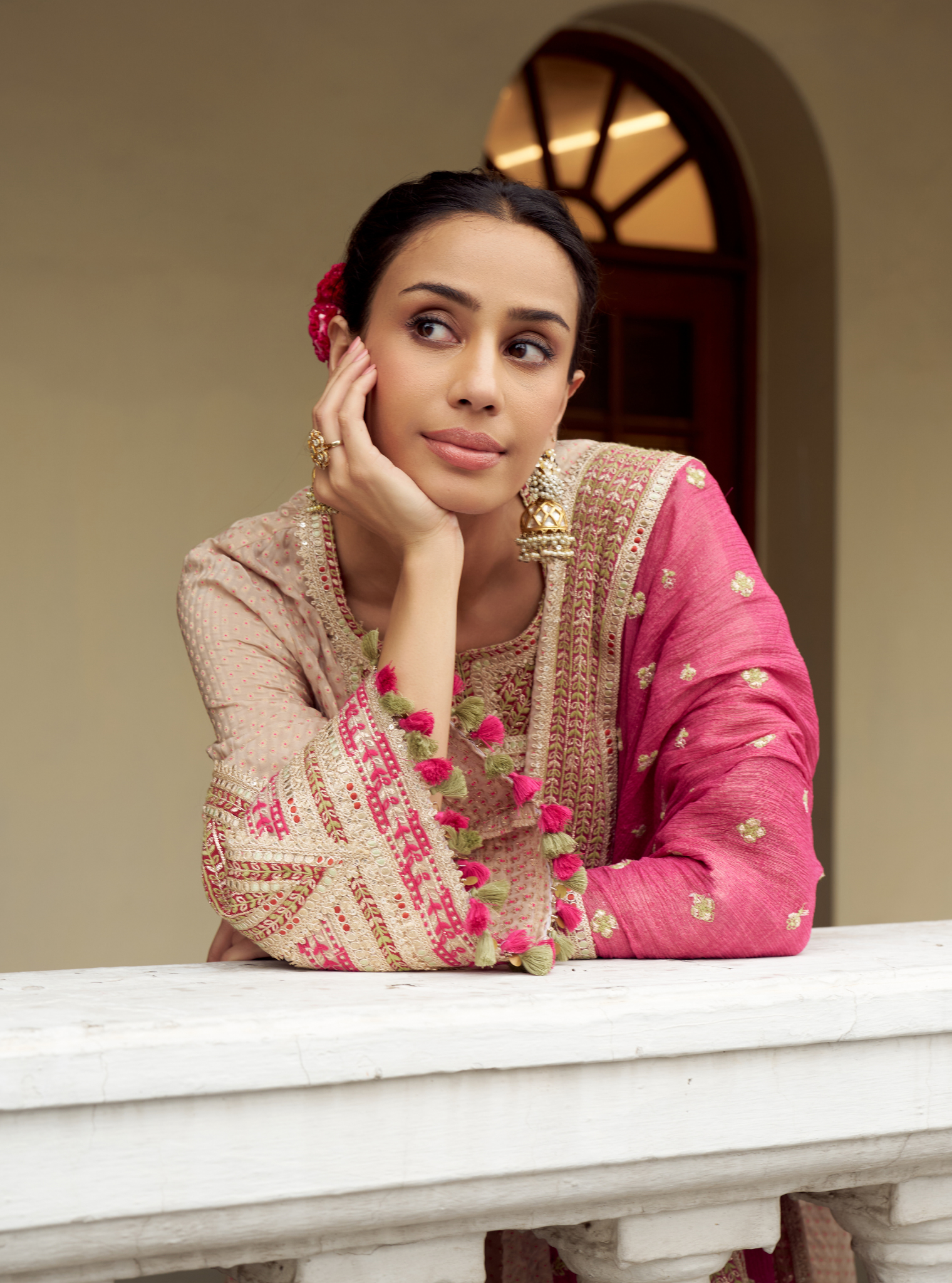 Aabharya Champagne Banarsi Kurta Set