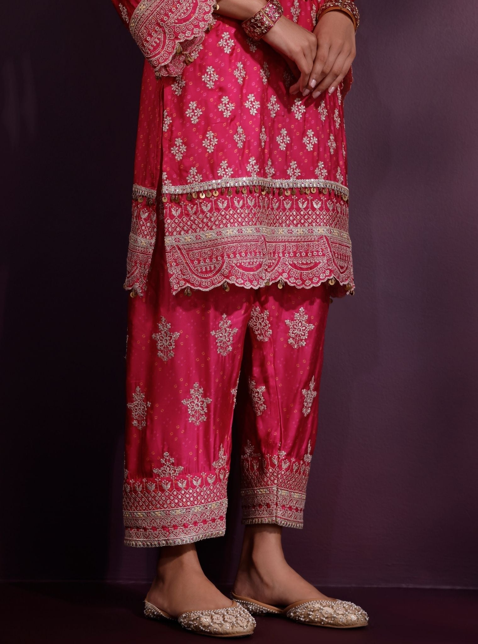 Elira Cupro Satin Fuschia Kurta Sets