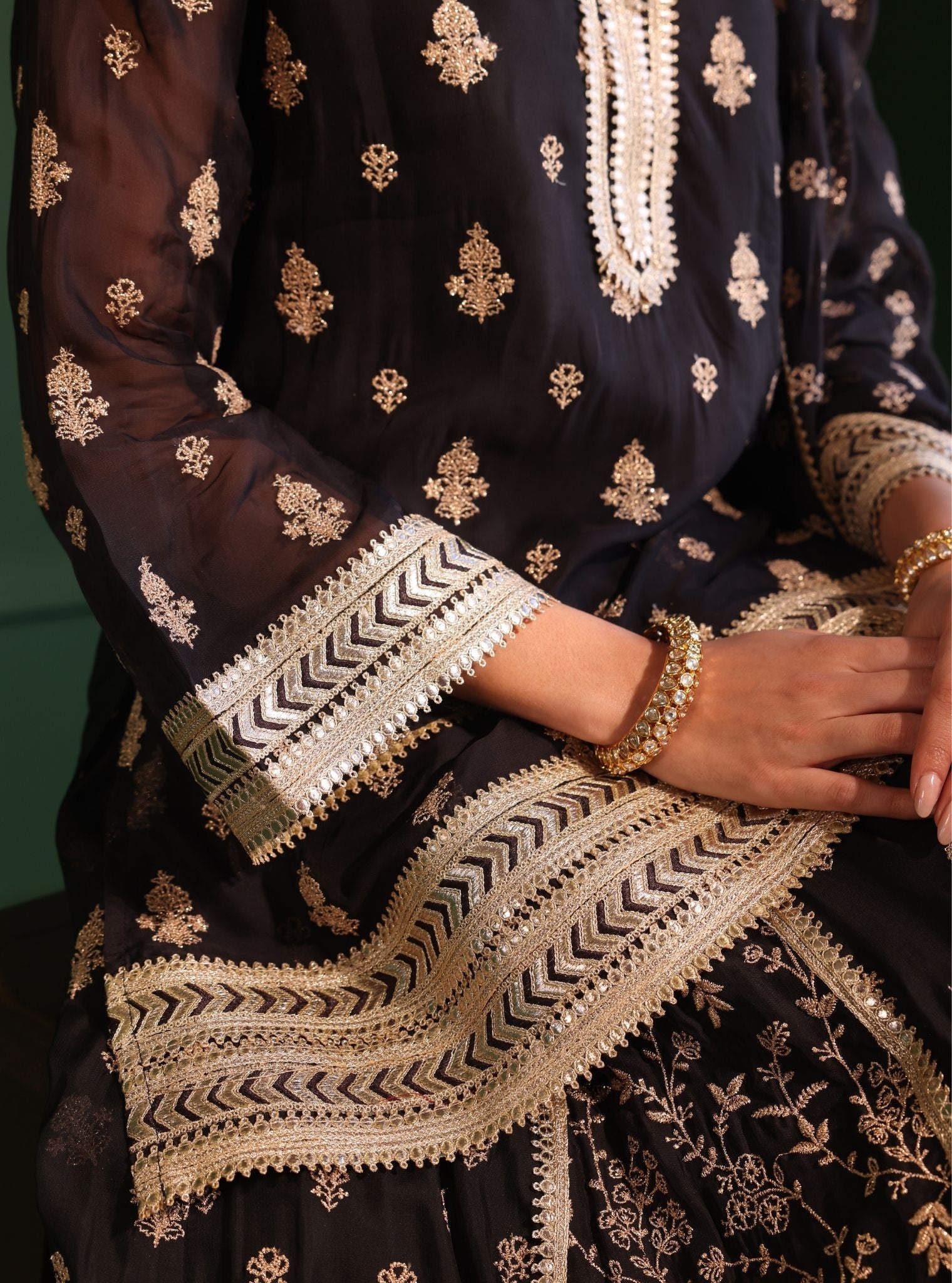 Tarang Organza Black Kurta Set