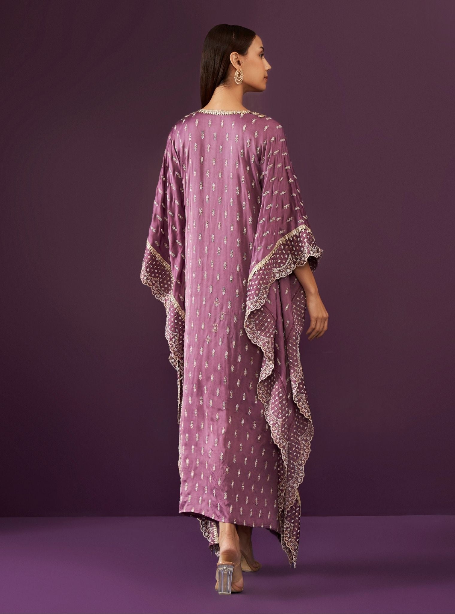 Mulmul Cupro Satin Florian Purple kaftan