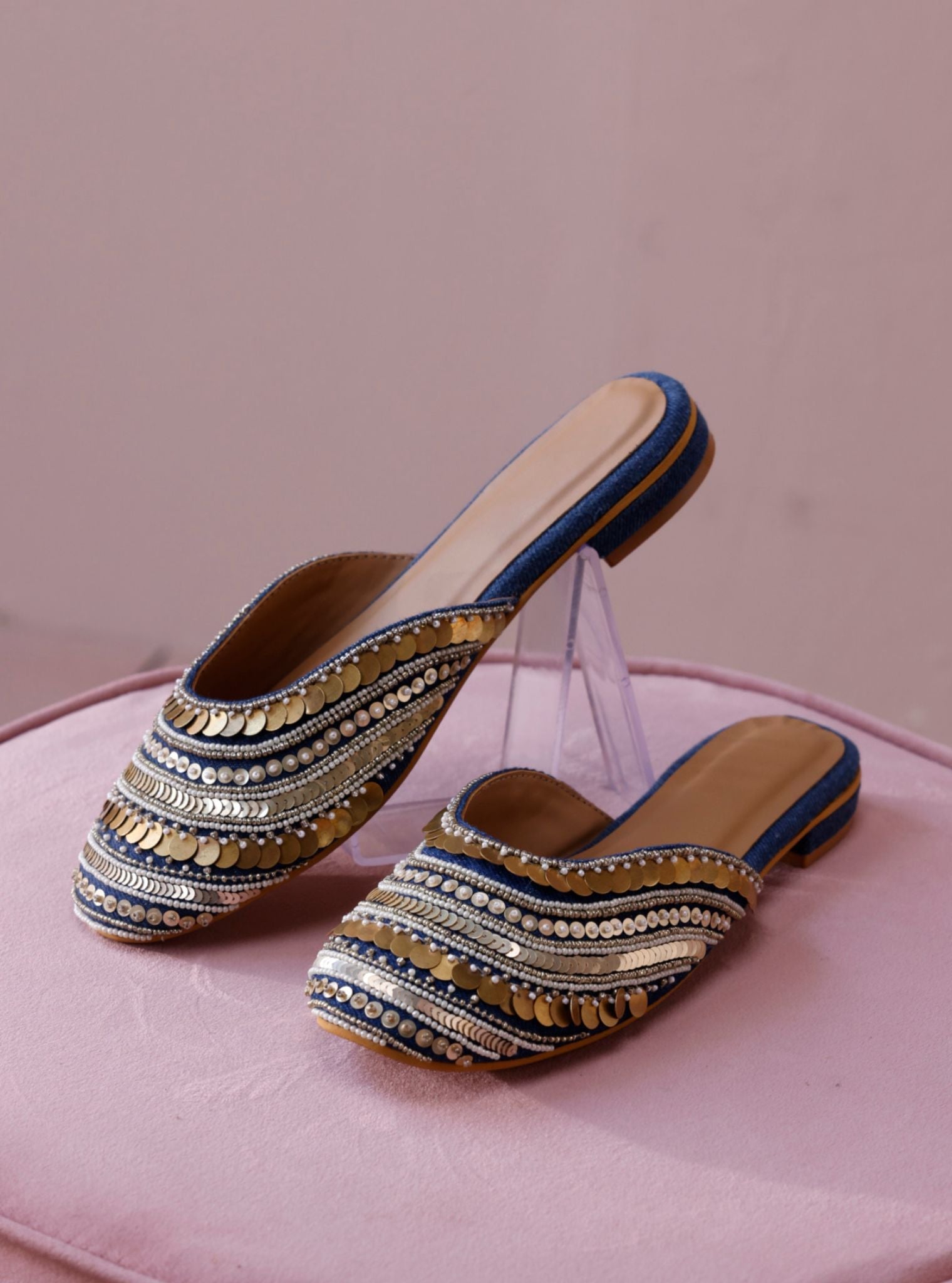 Indigo Denim Mule Sandal