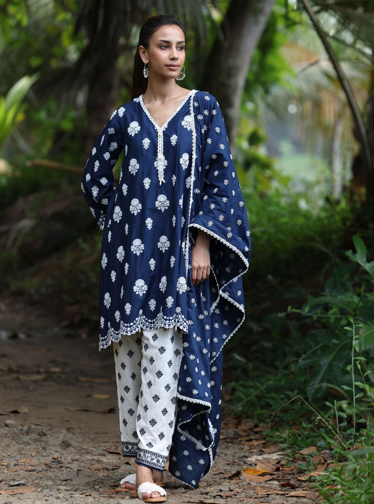 Abana Supima Cotton Navy Kurta Set
