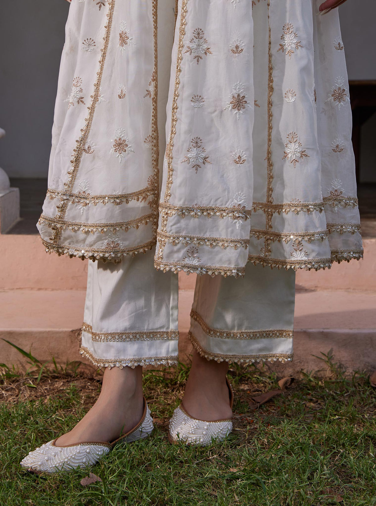 Agira Organza Off White Anarkali Kurta Set