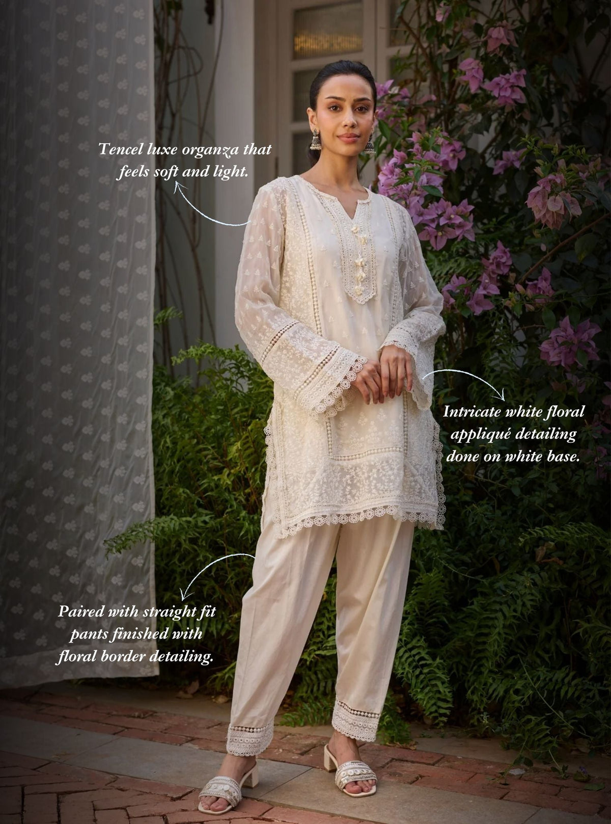 Meyo Organza White Kurta Set