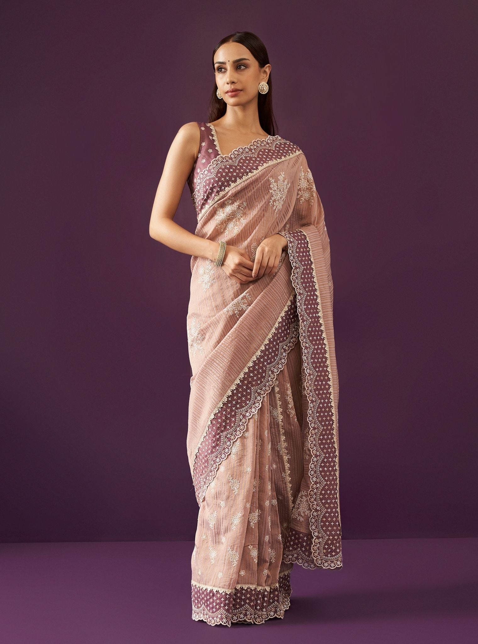 Mulmul Banarsi Aniyah Lilac Saree