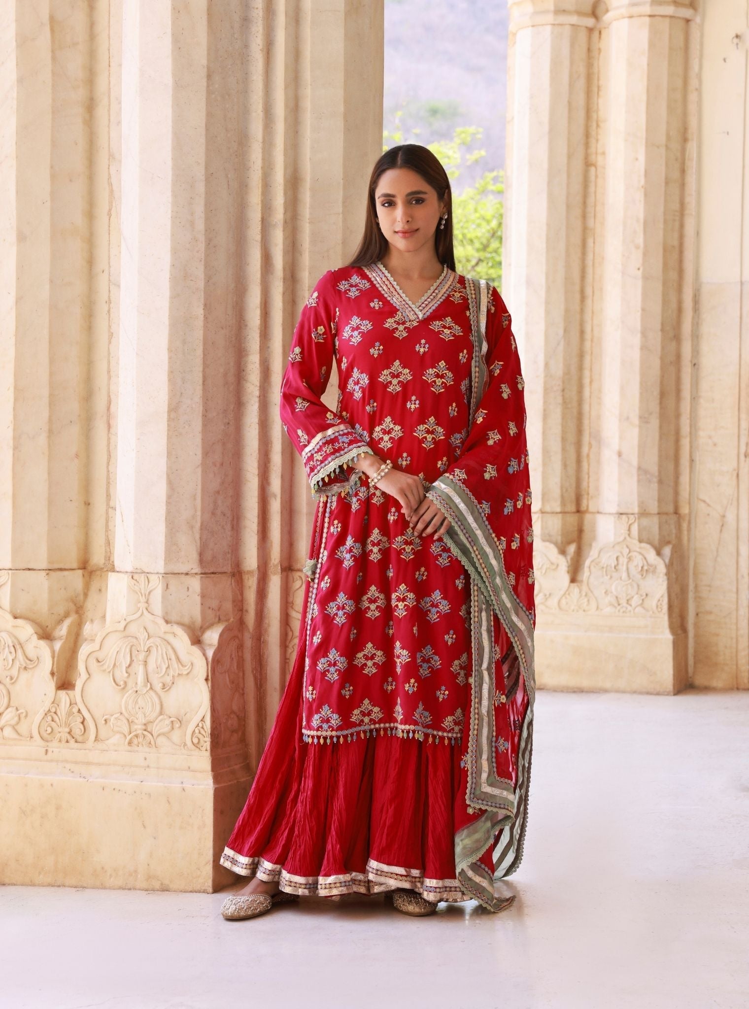 Anekya Fuschia Lawn Sharara Set