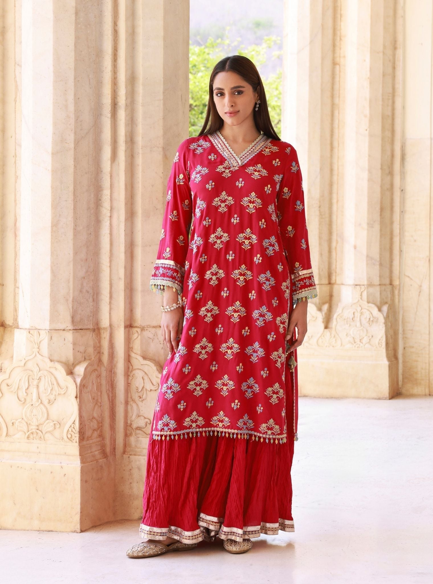 Anekya Fuschia Lawn Sharara Set