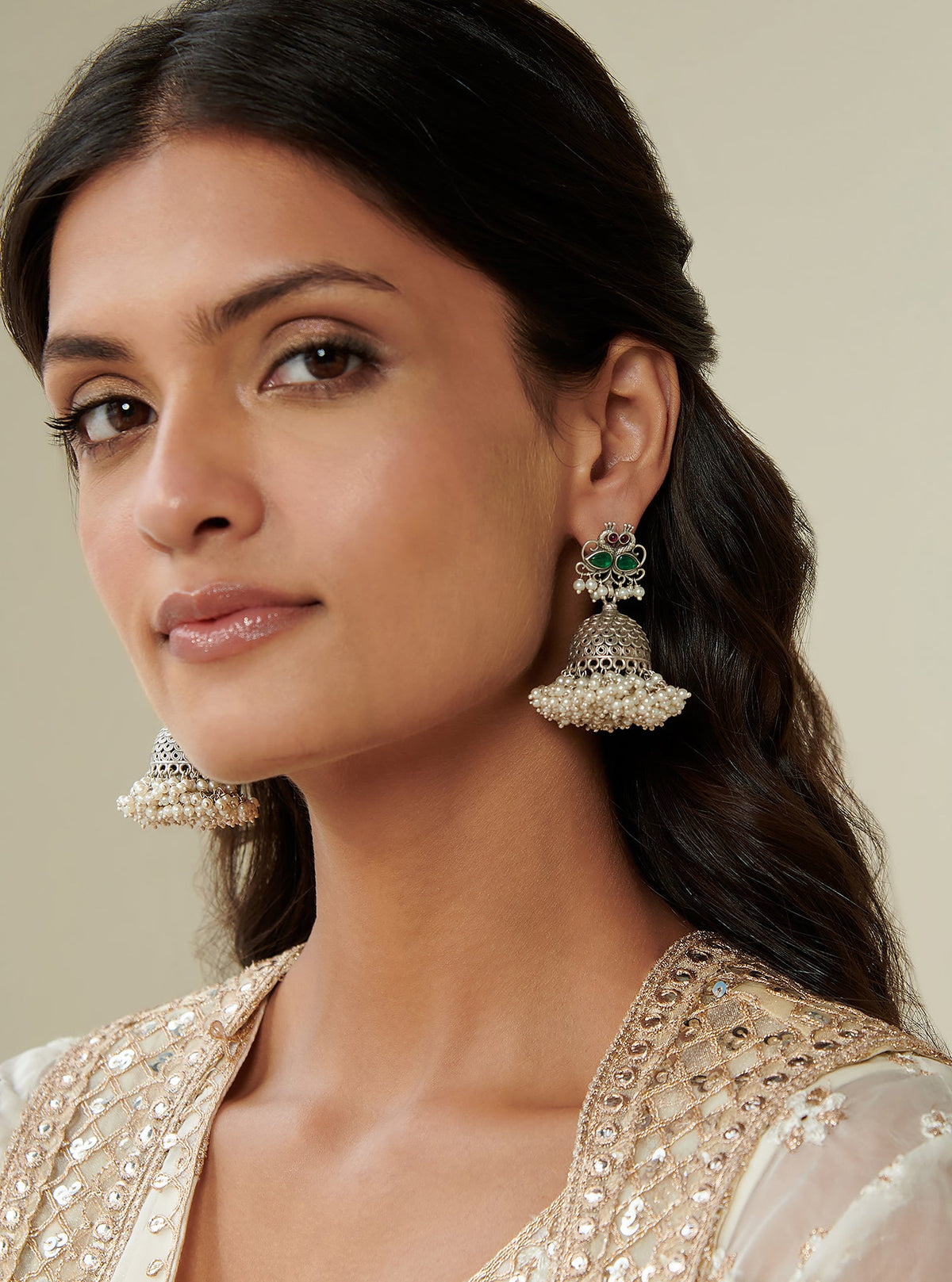 Pure Silver Chandraki Jhumka