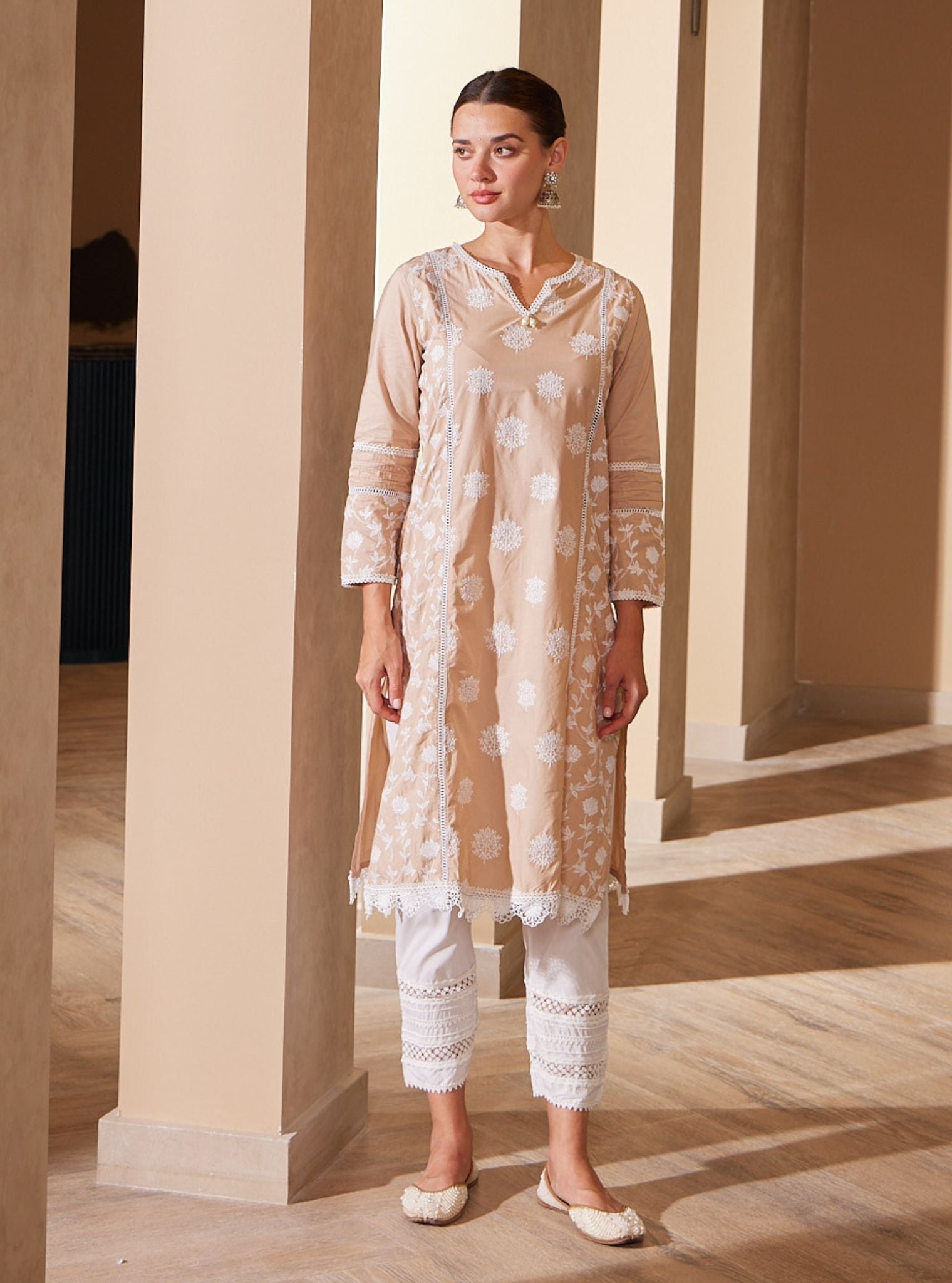 Mulmul Cotton Kannur Beige Kurta