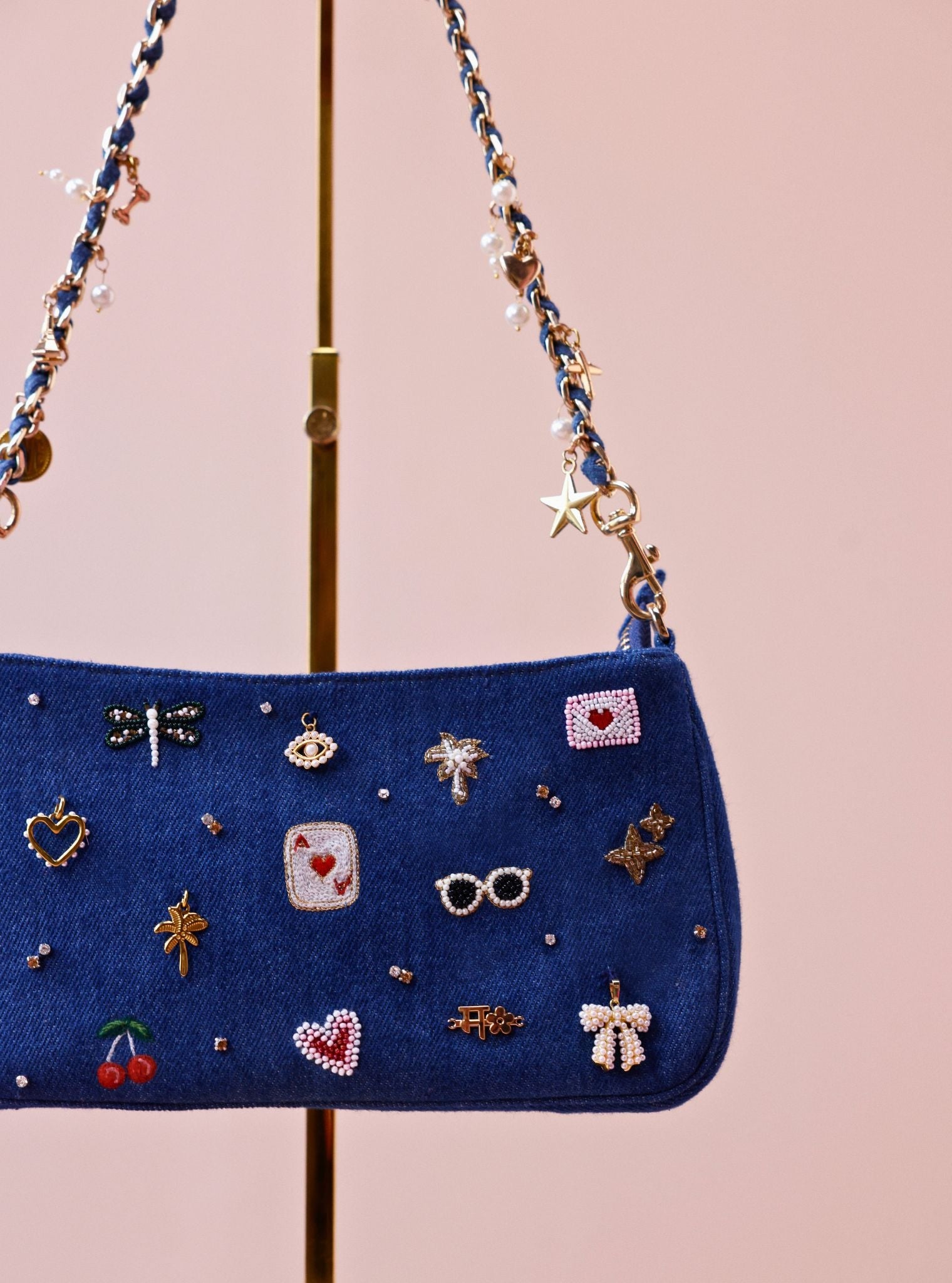 Glam Slam Denim Charms Bag