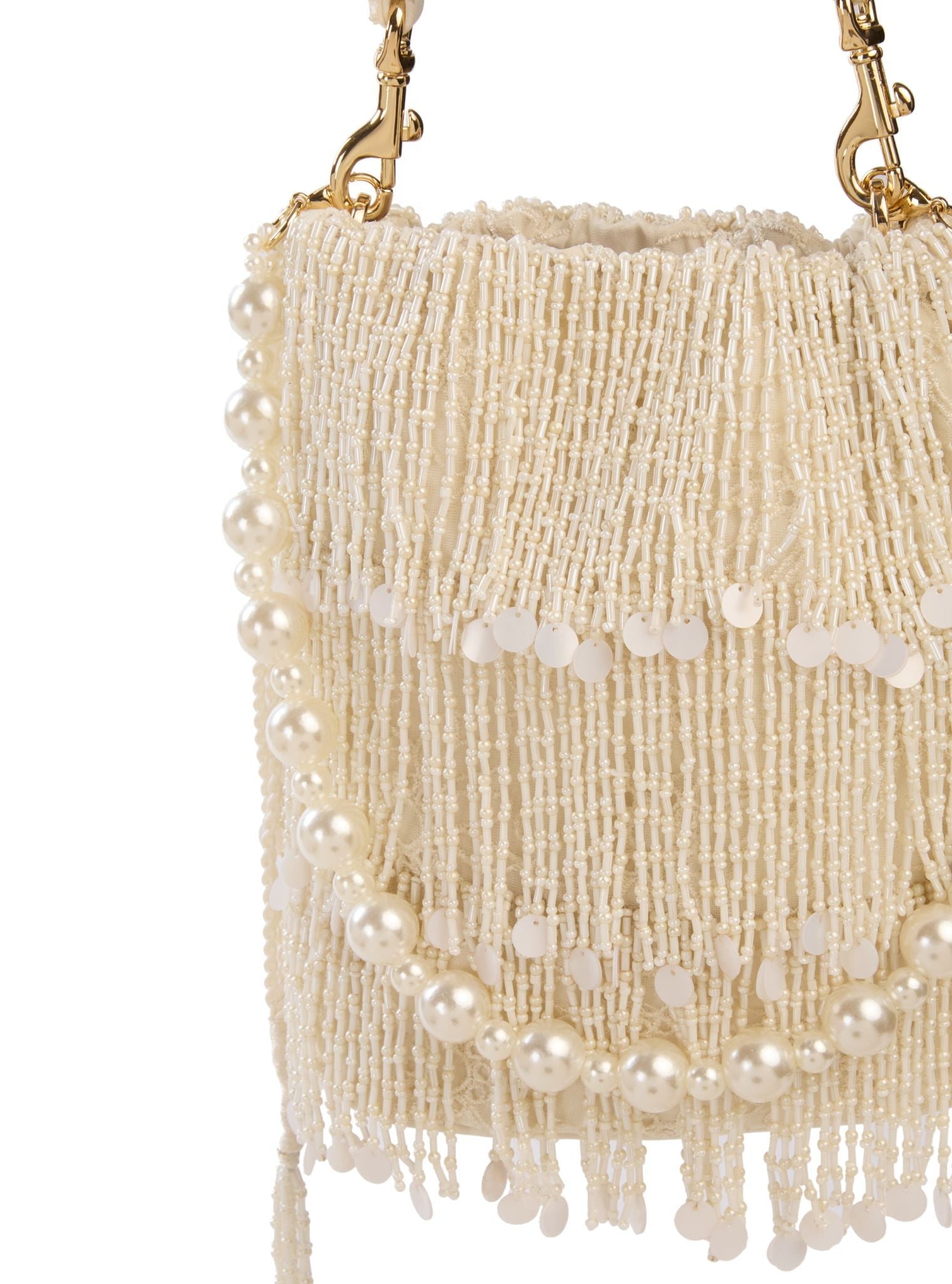 Rasa White Tassel Potli Bag