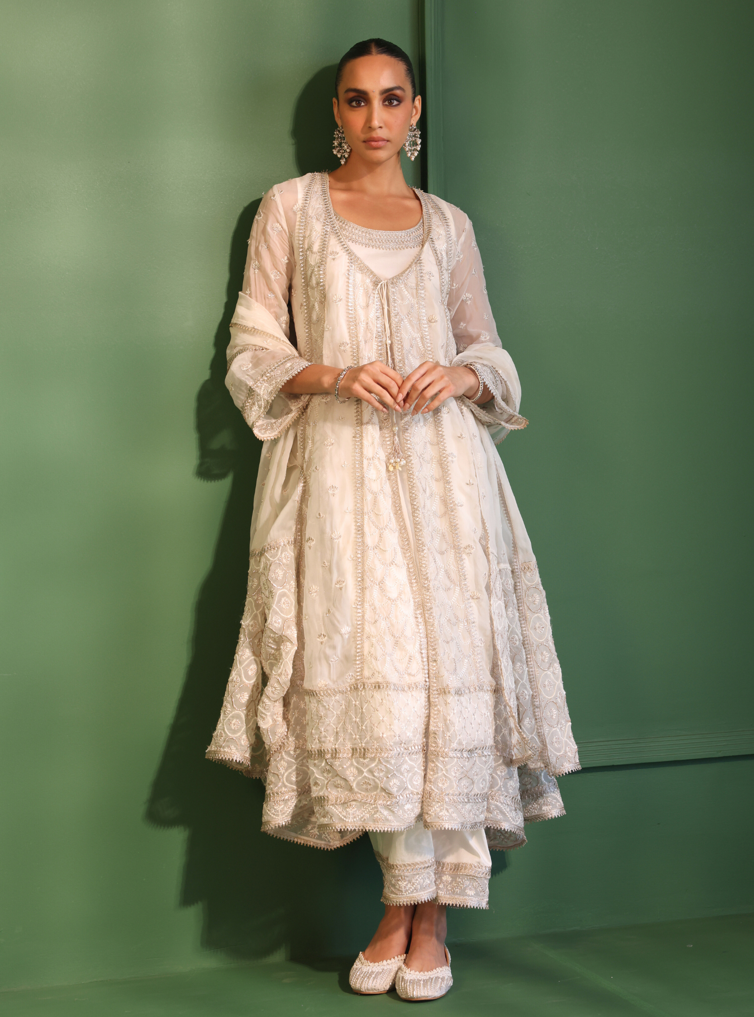 Dilruba Organza Off White Anarkali Kurta Set