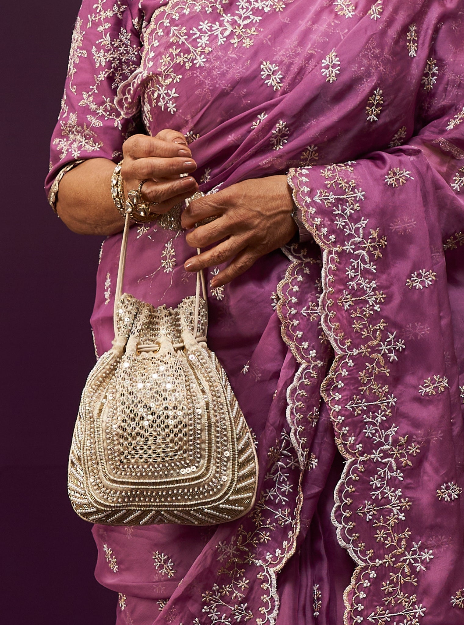 Mulmul Zarina Gold Potli Bag