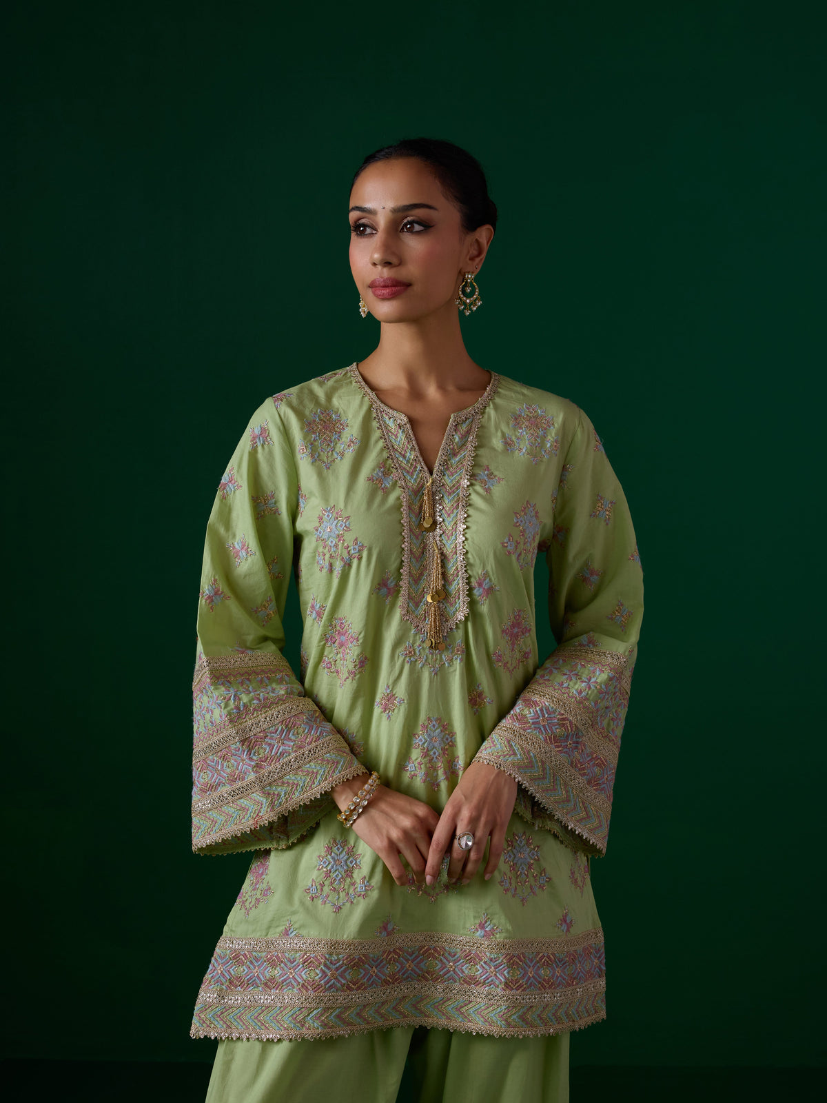 Colette Supima Cotton Green Kurta Set