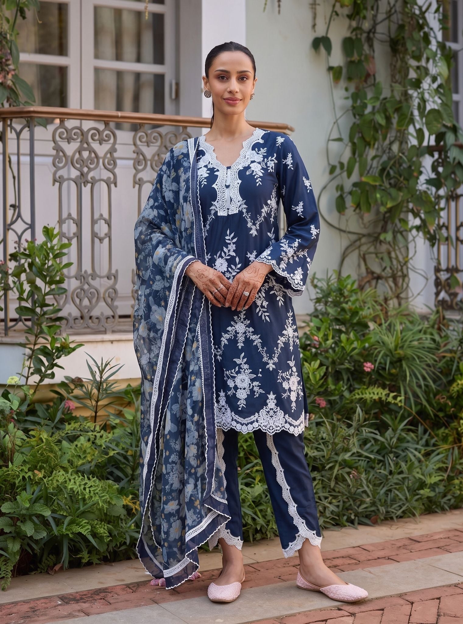 Jaitri Supima Cotton Navy Kurta Set