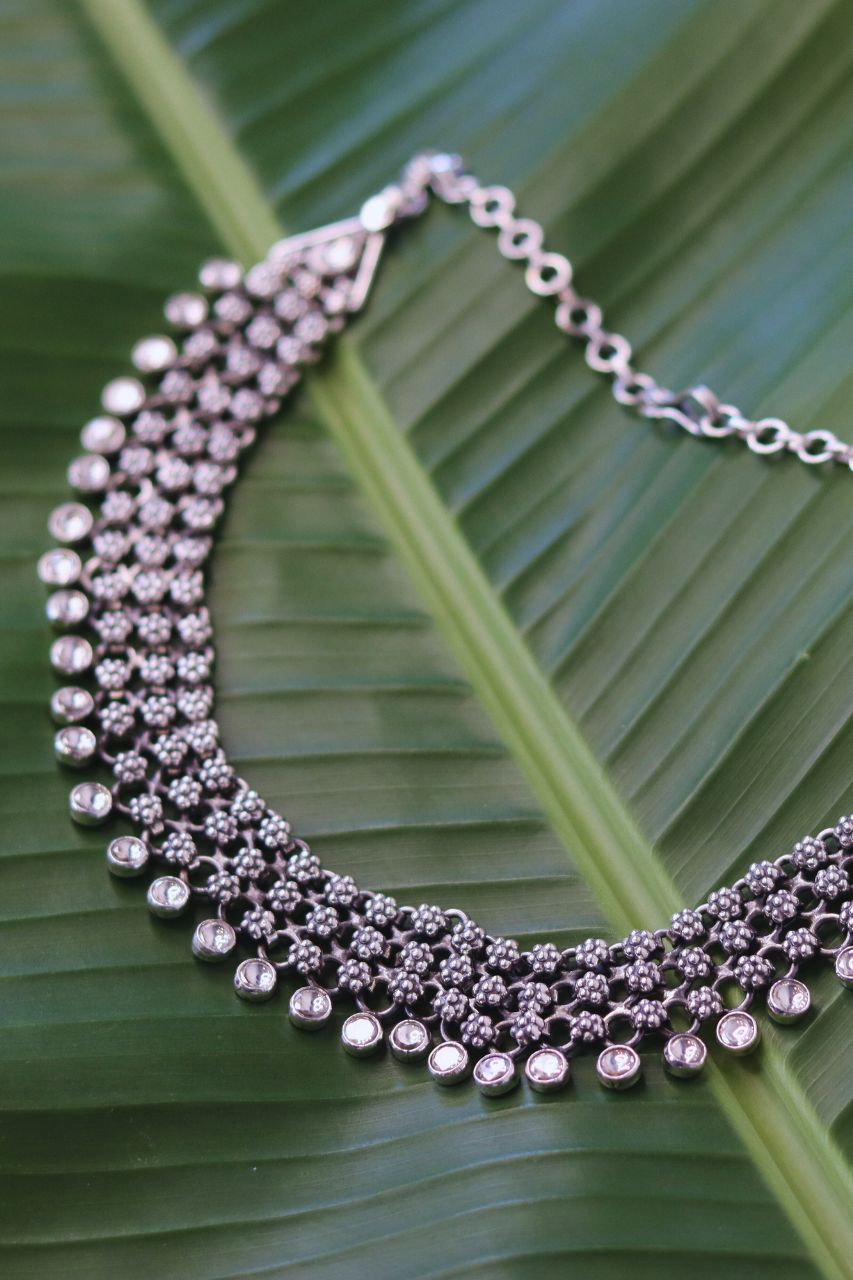 Pure Silver Pushp Necklace