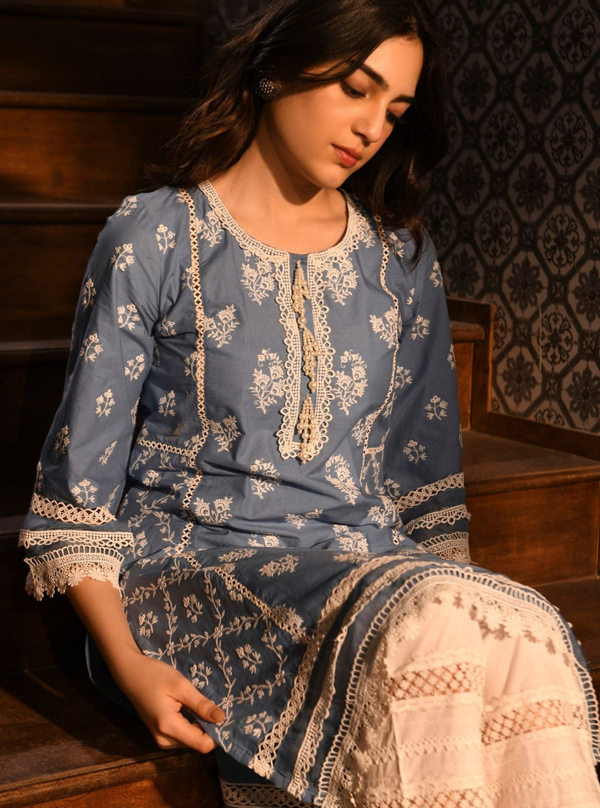 Darya Supima Cotton Denim Kurta Set