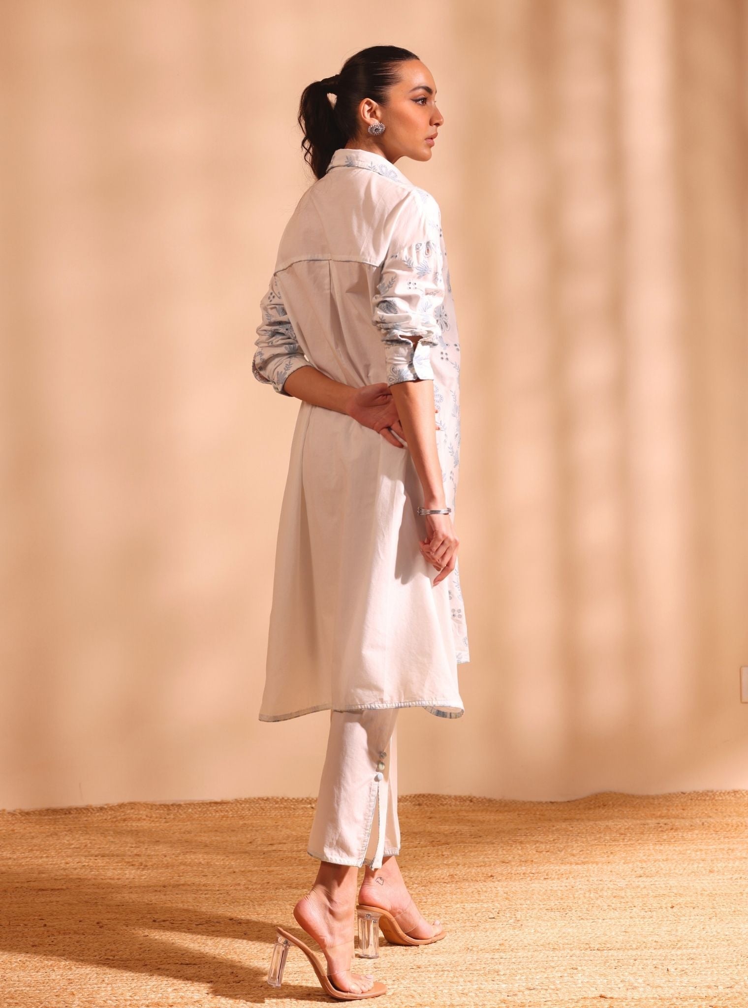Niva Supima Cotton Stark White Long Co-ord Set