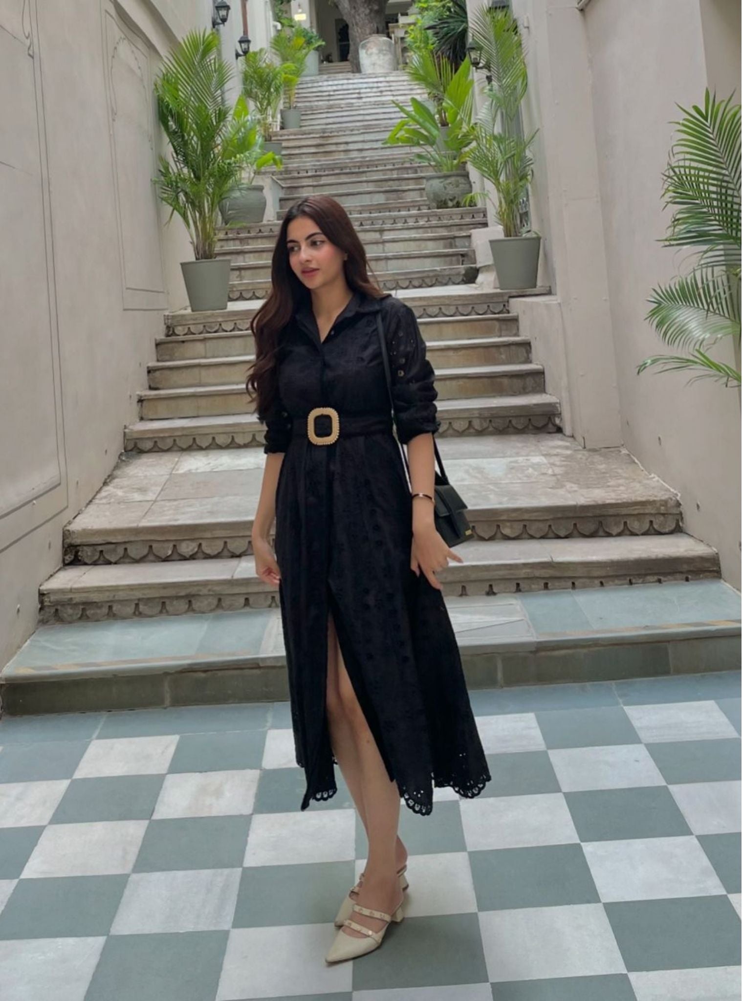 Mulmul Cotton Luca Black Long Dress