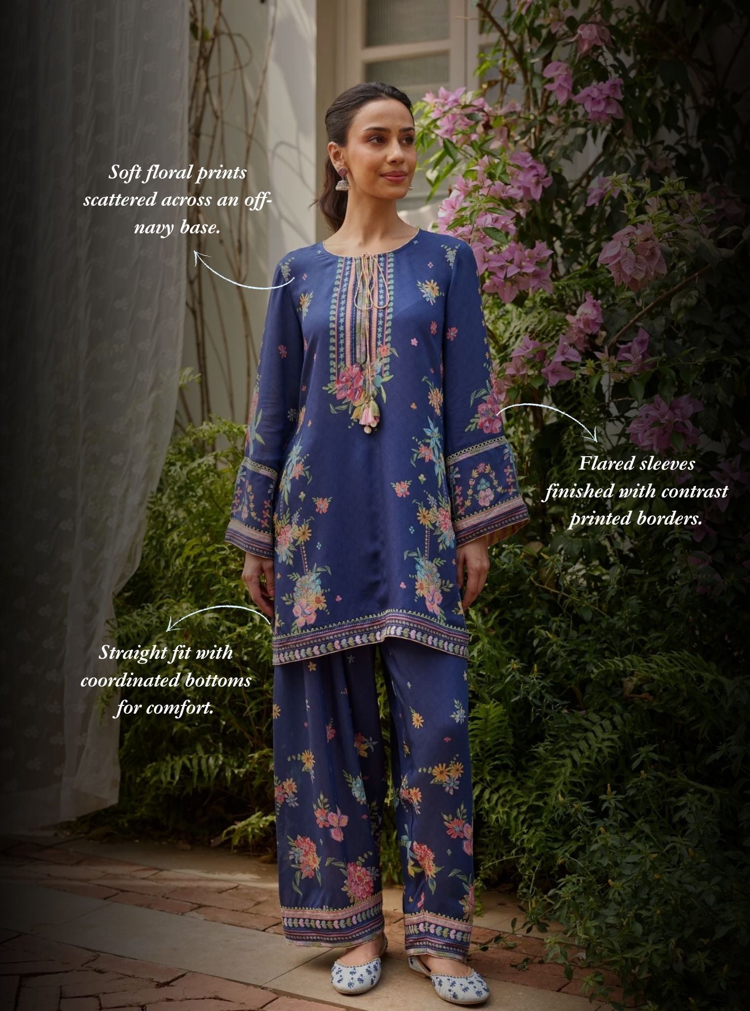Enaara Lawn Navy Kurta With Farshi Salwar