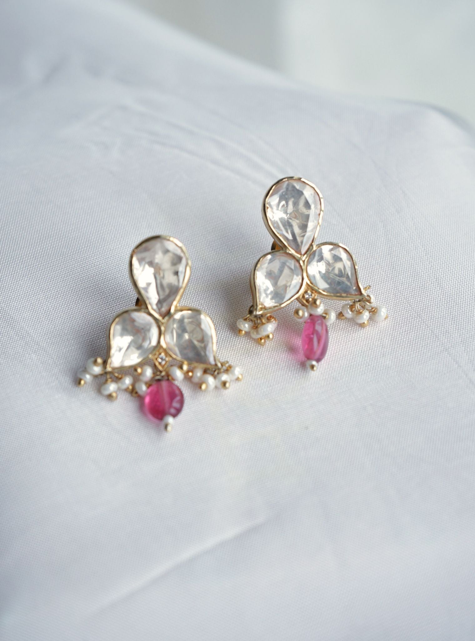 Pure Silver Drishti Pink Earring