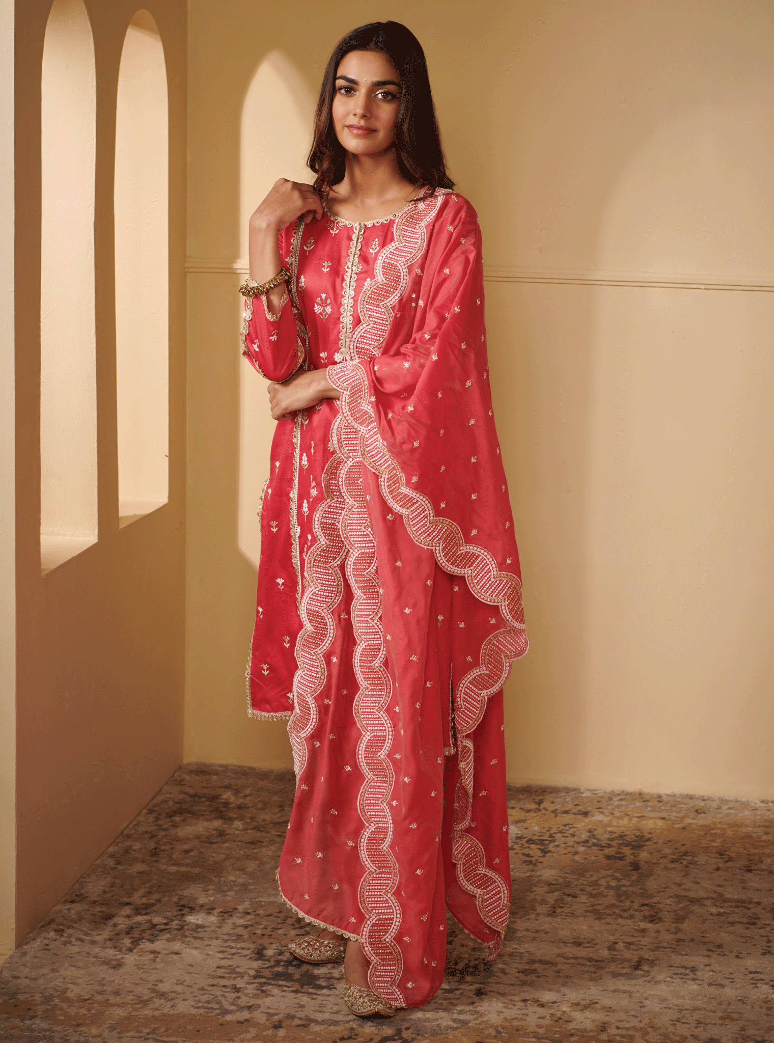 Mulmul Cotton Mahi Fuchsia Dupatta