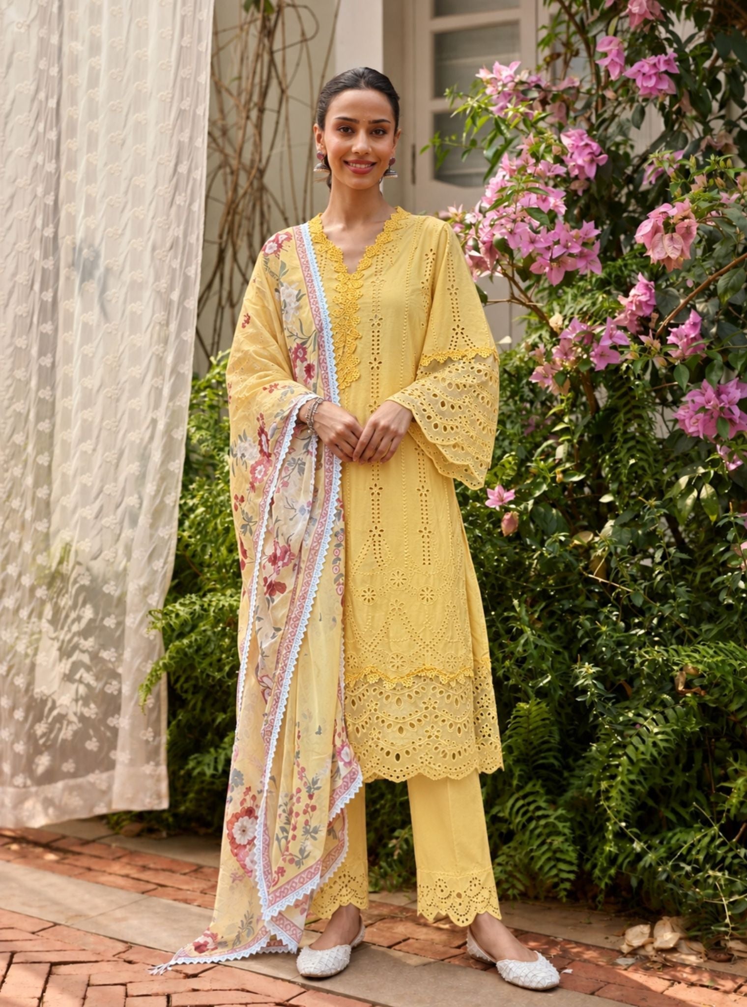 Vachi Supima Cotton Yellow Kurta Set