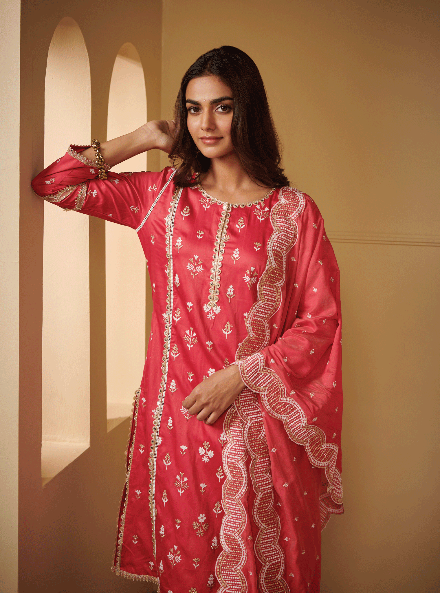 Mulmul Cotton Mahi Fuchsia Dupatta