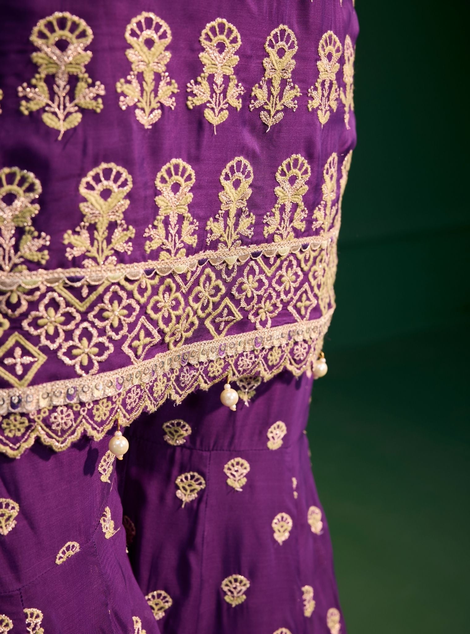 Mulmul Organza Kahani Purple Kurta With Mulmul Organza Kahani Purple Sharara