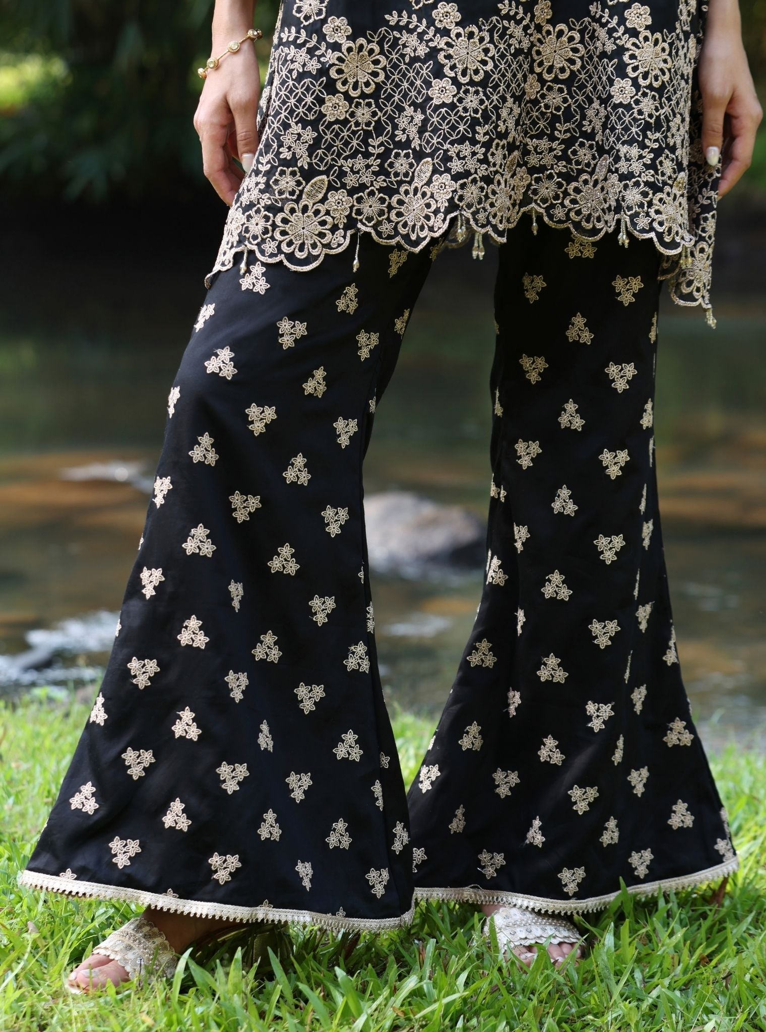 Milan Organza Black Top Set