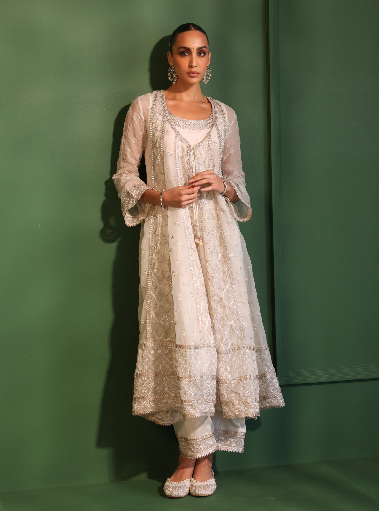 Dilruba Organza Off White Anarkali Kurta Set
