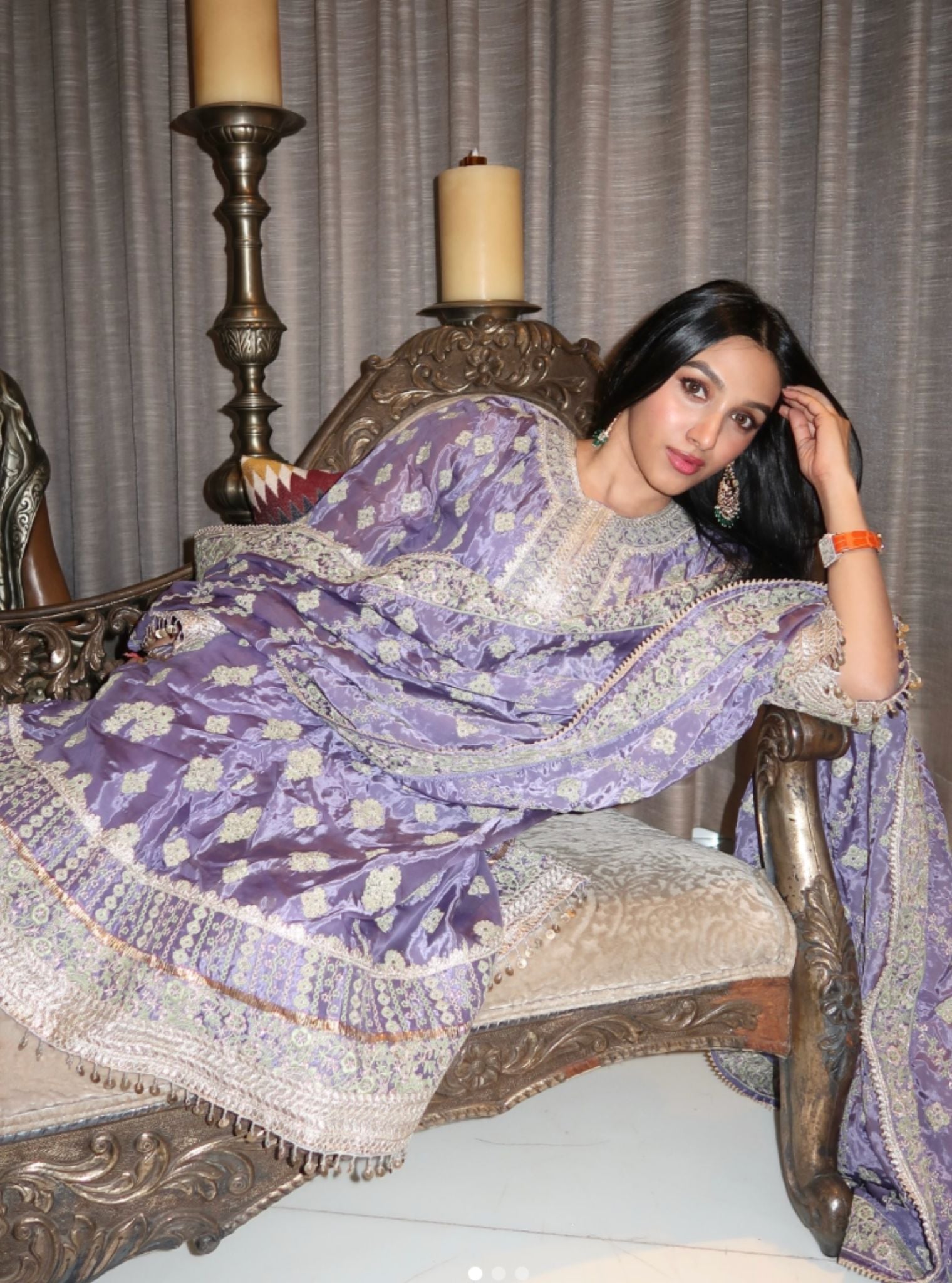 Tarana Viscose Glass Organza Luxe Violet Kurta Set