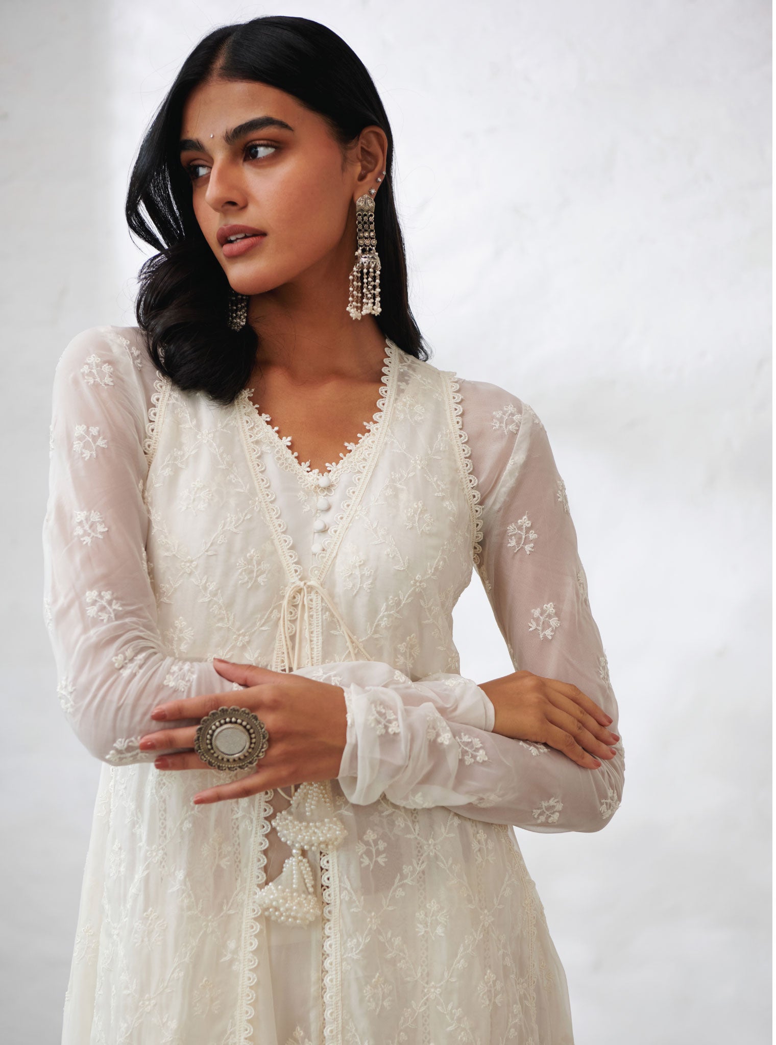 Mulmul Organza Essex Anarkali Kurta with Organza Jacket